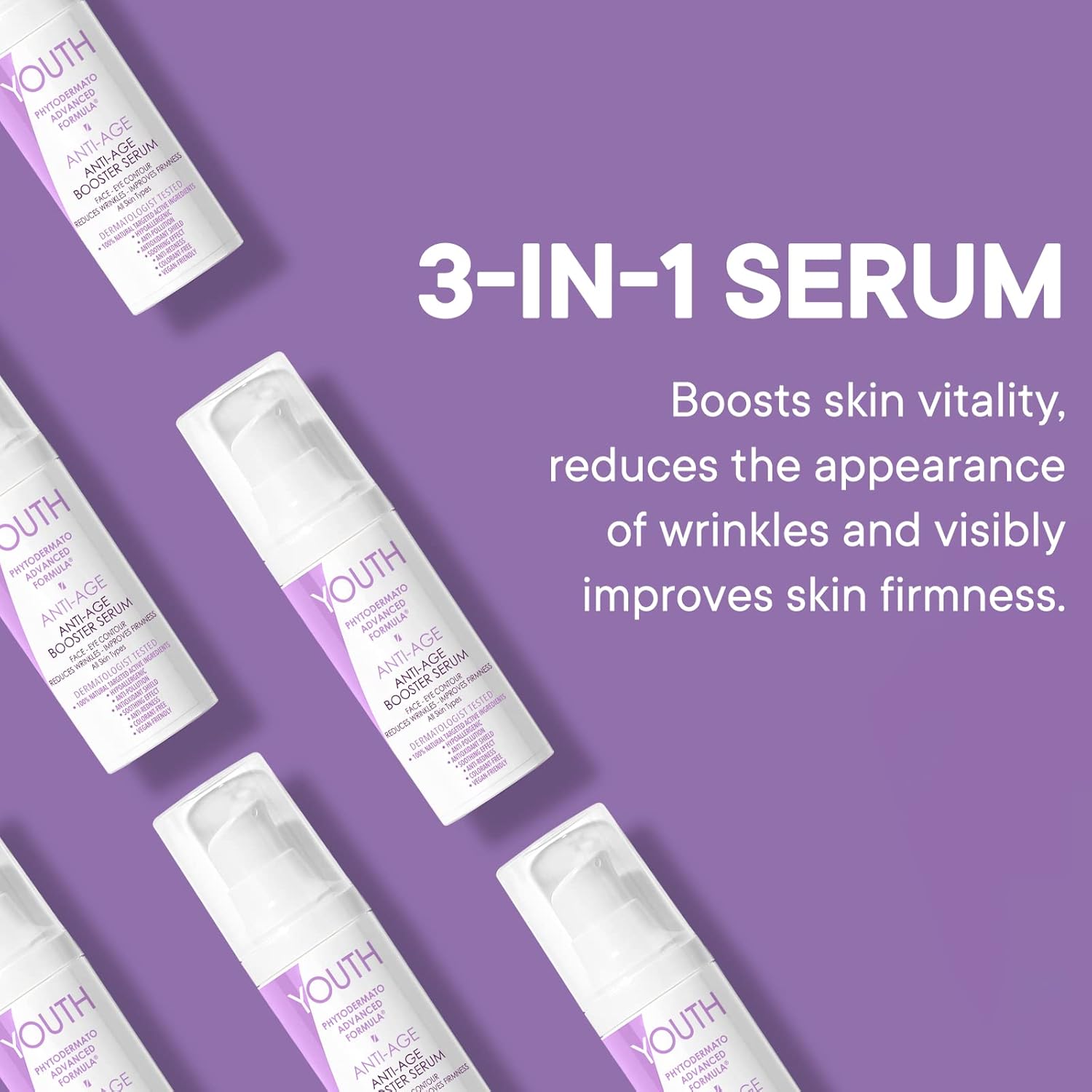 YOUTHPHYTO DERMATO Fórmula avanzada  Suero estimulante antiedad  Suero facial estimulante juvenil para mejorar la firmeza de la piel, 1.1 onzas