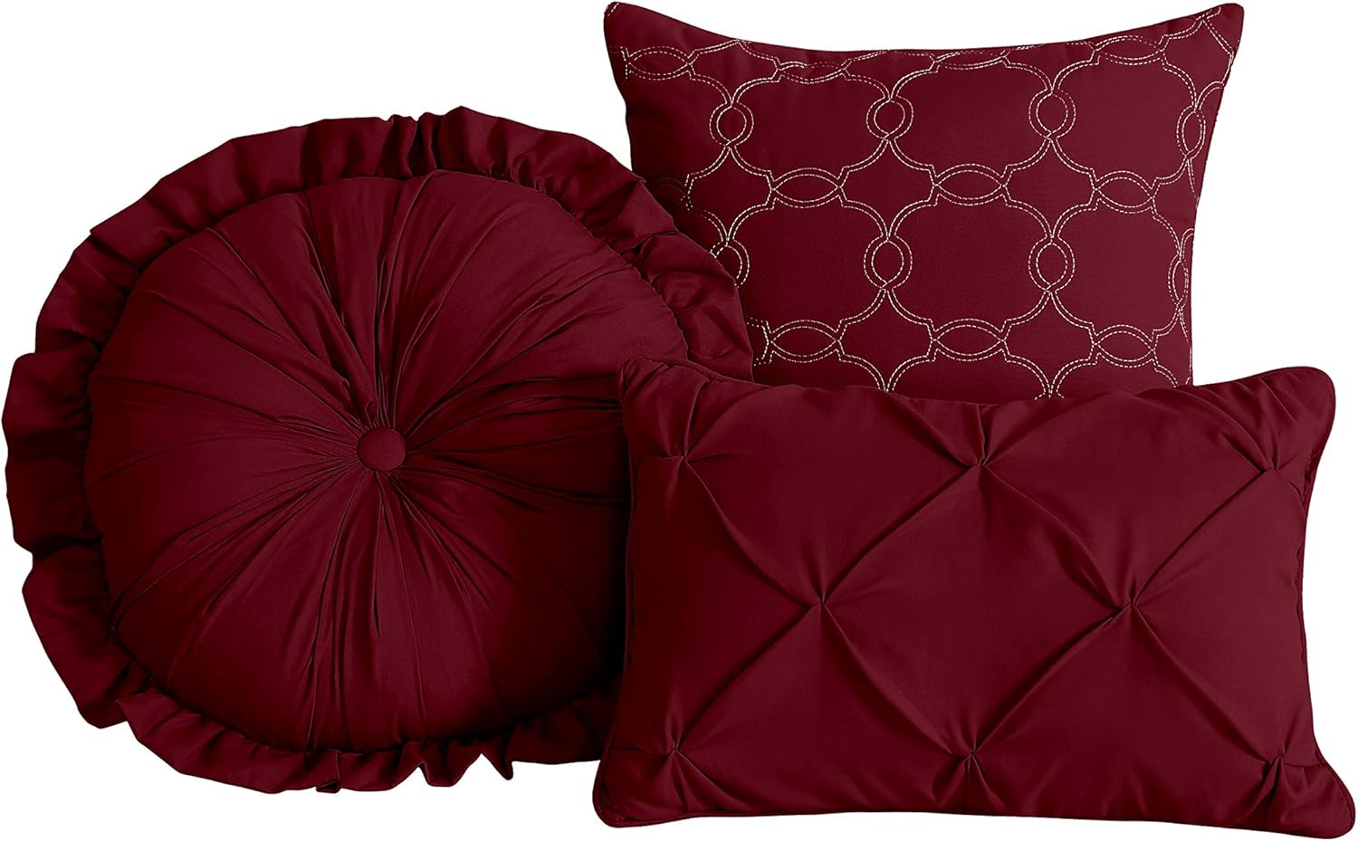 Chezmoi Collection – Juego de ropa de cama modelo Sydney, 7 piezas, con pliegues decorativos