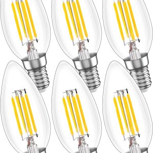 MEGAENERGY Bombilla LED E12 equivalente a 40 W, bombilla LED para candelabro, luz blanca diurna de 4000 K, no regulable, bombilla LED Edison vintage MEGAENERGY Bombilla LED E12 equivalente a 40 W, bombilla LED para candelabro, luz blanca diurna de 4000 K, no regulable, bombilla LED Edison vintage