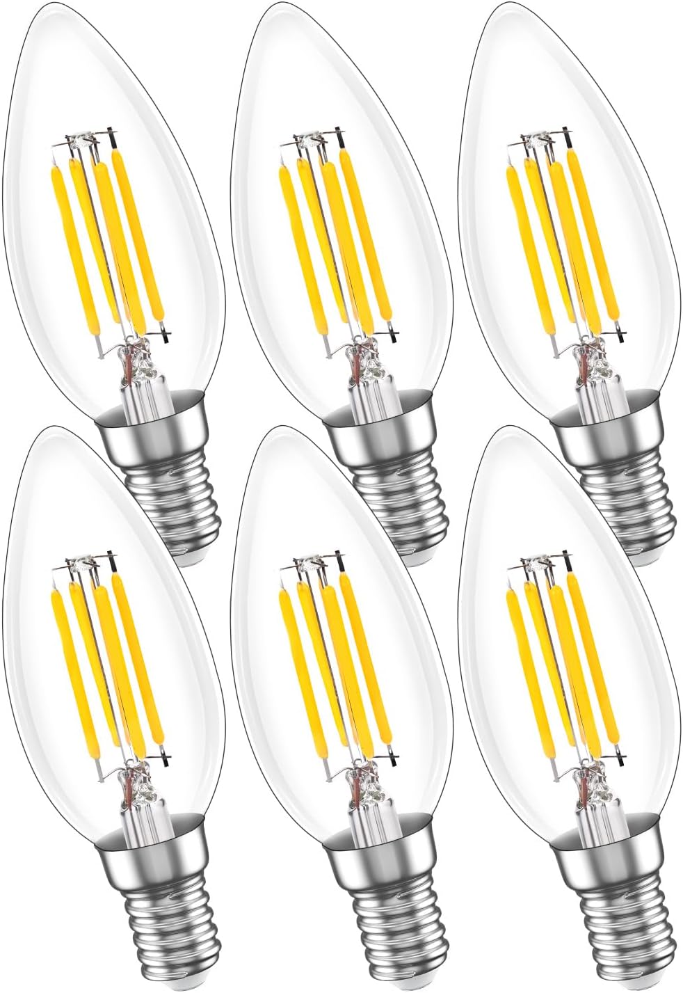 MEGAENERGY Bombilla LED E12 equivalente a 40 W, bombilla LED para candelabro, luz blanca diurna de 4000 K, no regulable, bombilla LED Edison vintage