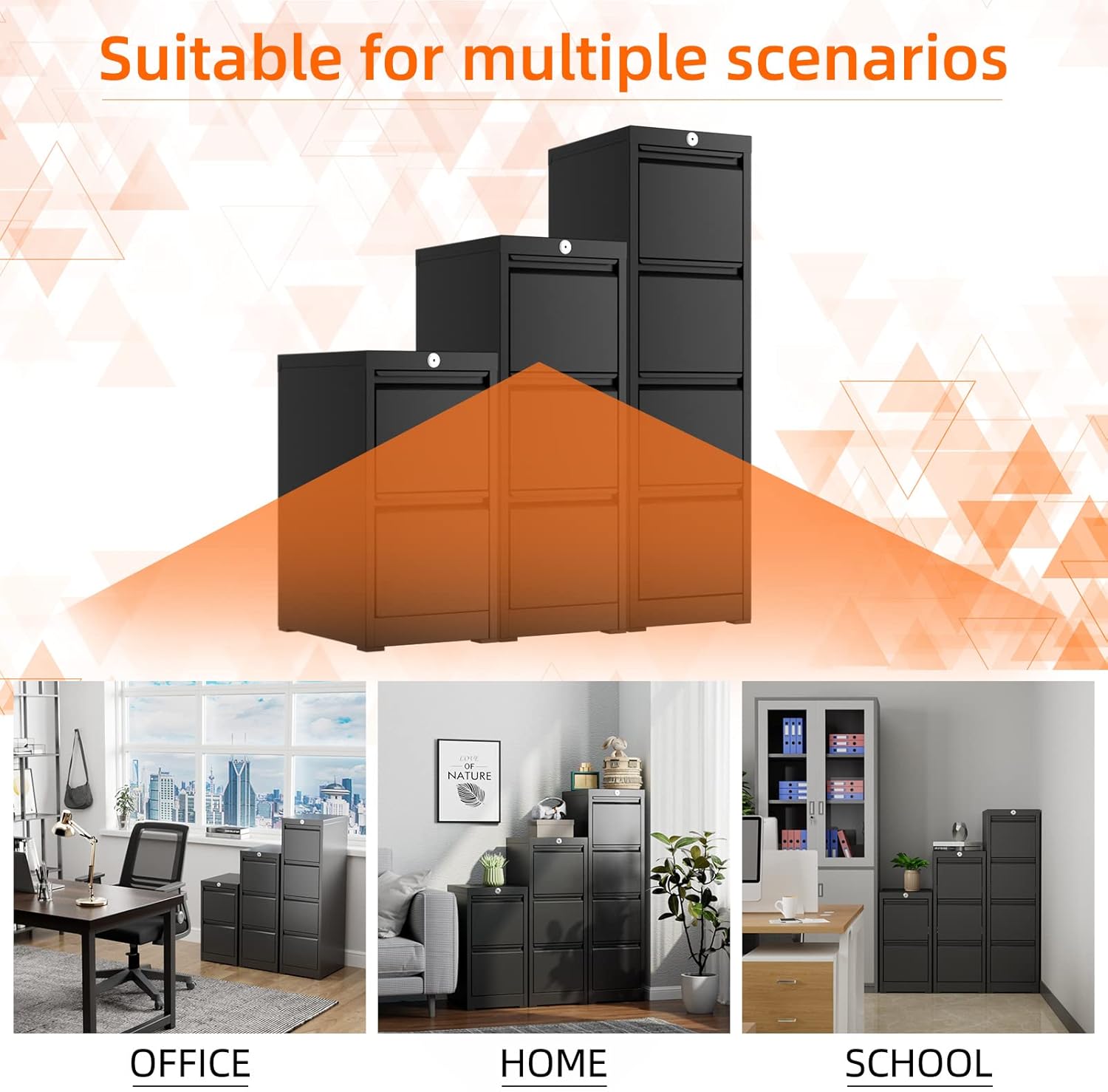 Aobabo Archivador vertical de 2 cajones, gabinete de archivos de oficina con cerradura de metal, archivadores para tamaño A4 cartalegal, debajo del