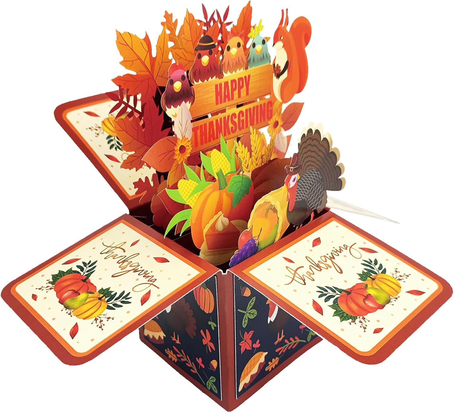 Tarjeta desplegable de pavo de Acción de Gracias para niños, divertidas tarjetas de felicitación 3D de Acción de Gracias para fiesta de otoño, la