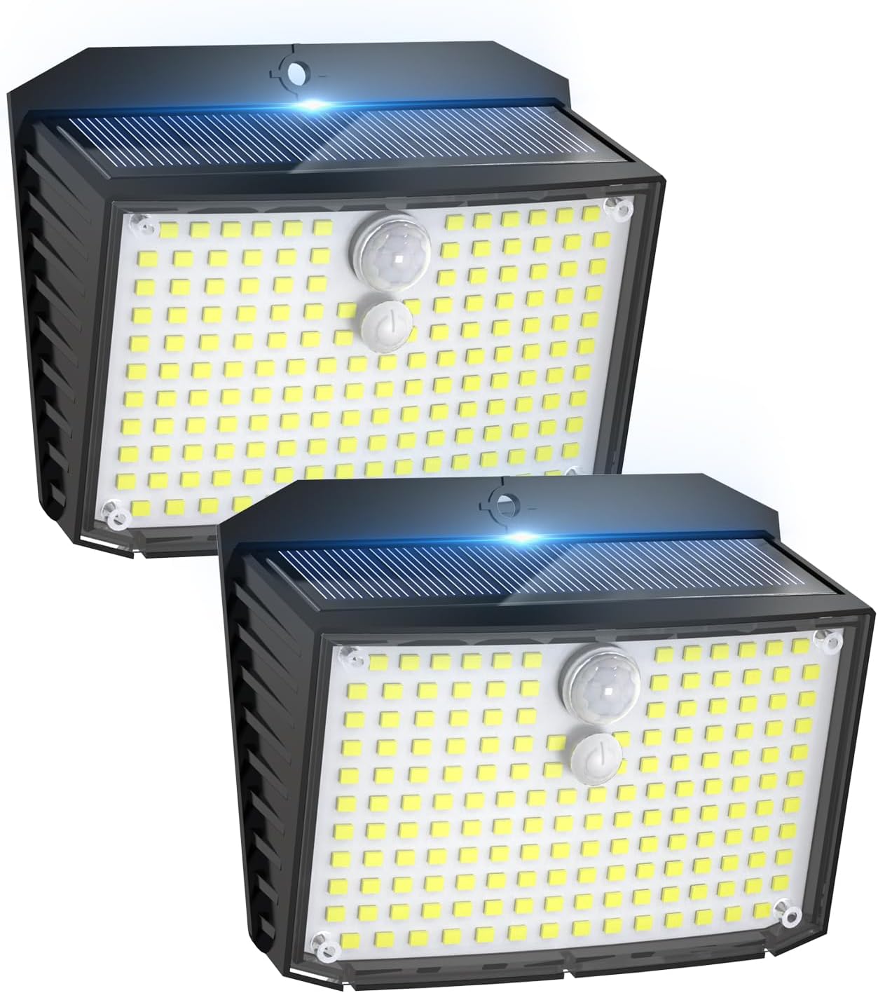 Luces solares con sensor de movimiento para exteriores, 2 unidades158 LED3 modos, luces de valla superbrillantes con impermeabilidad IP65, luces de