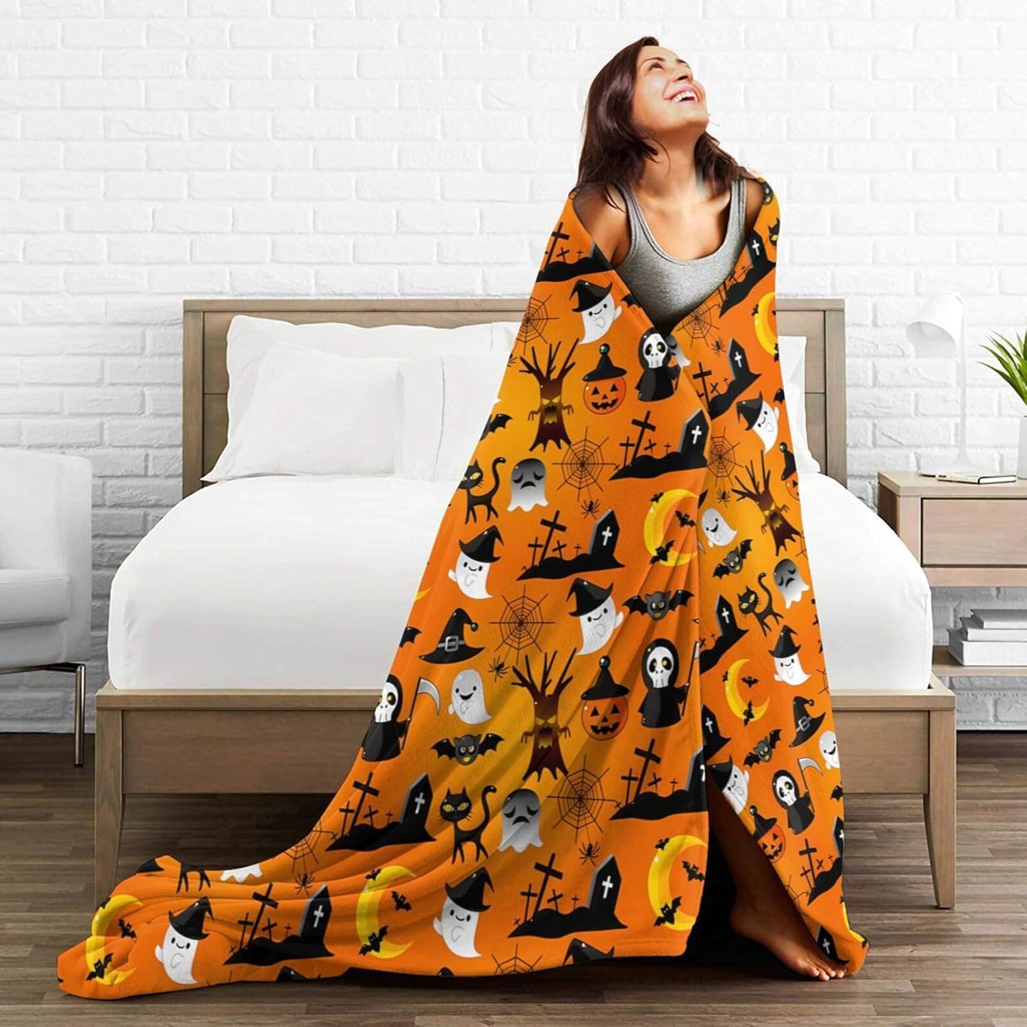 Manta de microforro polar ultrasuave para Halloween, ligera, mullida y cálida, manta de franela de Halloween para sofá, cama, sala de estar, 50 x 40