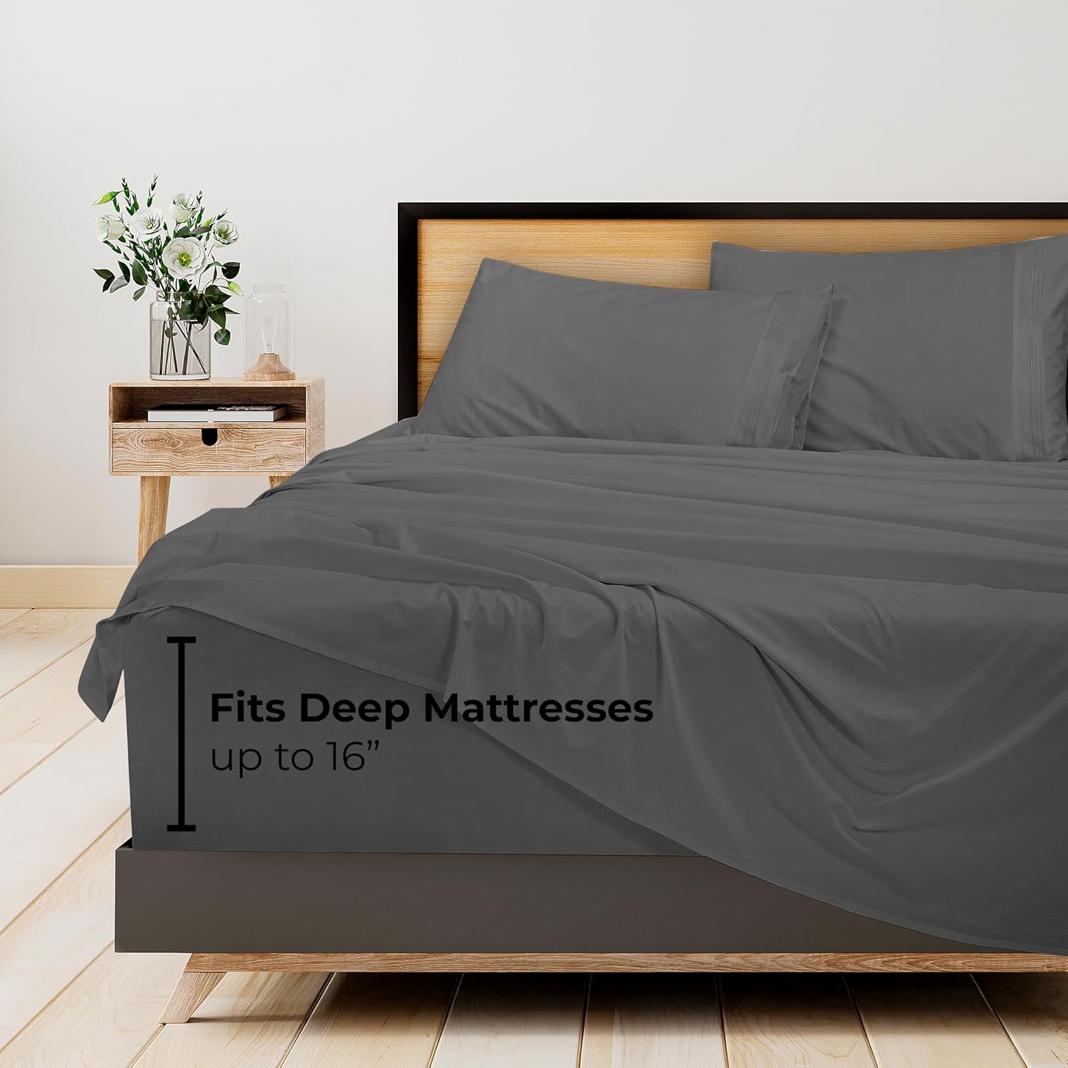 ROYALE LINENS – Sábanas de 3 piezas individual XL – Juego de sábanas de microfibra cepillada 1800 – 1 sábana bajera, 1 sábana encimera, 1 funda de
