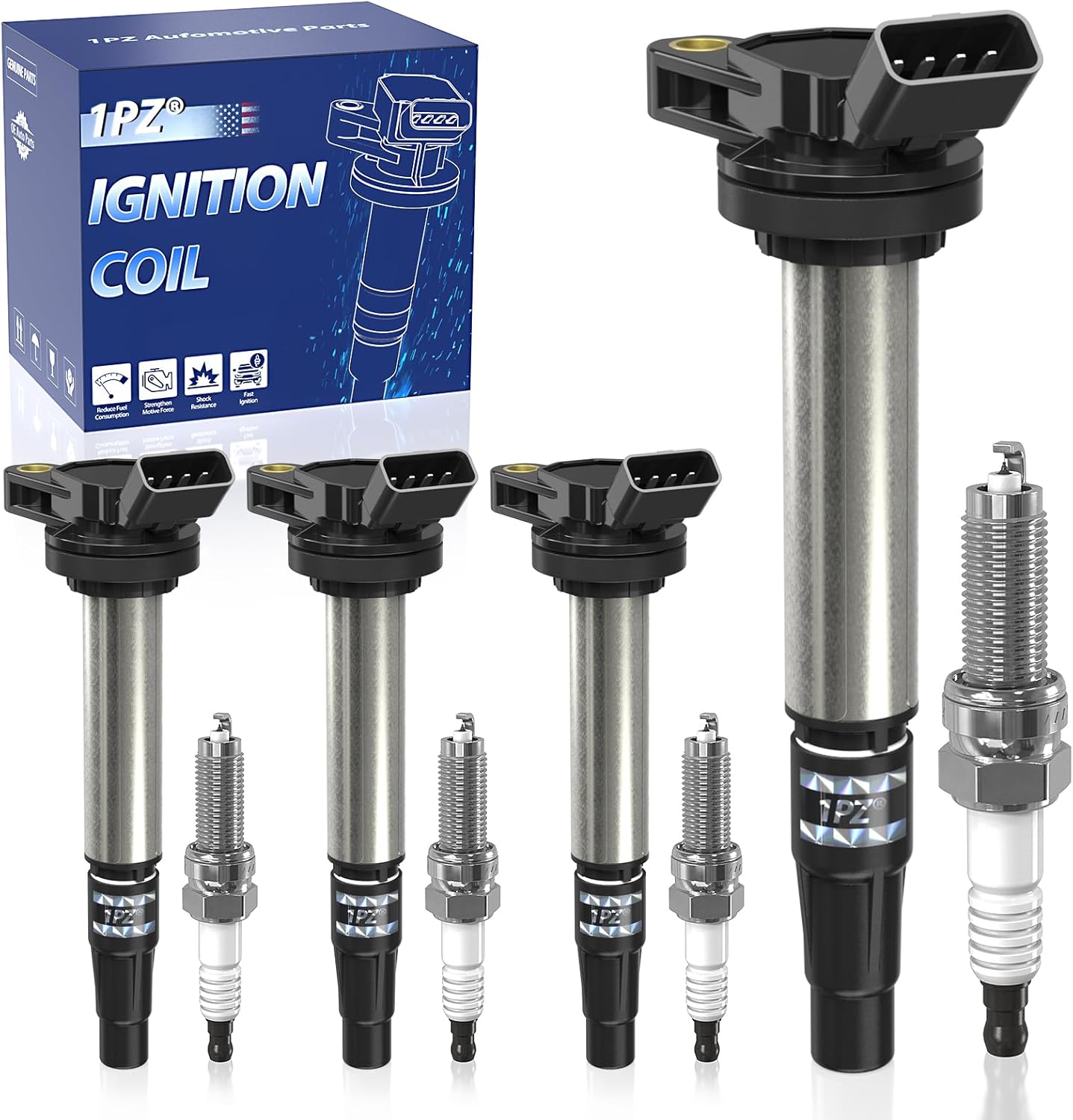 1PZ UFC-D8K Paquete de bobinas de encendido UF596 y bujías de iridio 93501 Juego de 4 piezas de repuesto para Toyota Prius Corolla Matrix V CT200H