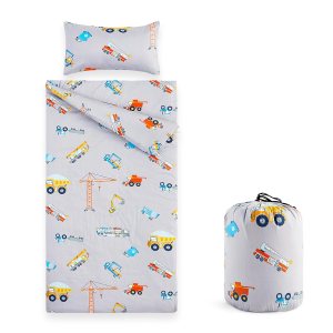 Wake In Cloud – Saco de dormir para niños pequeños, tela de algodón, portátil, compacta, ligera, con almohada y manta, para niños, coches, grúas, Wake In Cloud – Saco de dormir para niños pequeños, tela de algodón, portátil, compacta, ligera, con almohada y manta, para niños, coches, grúas,