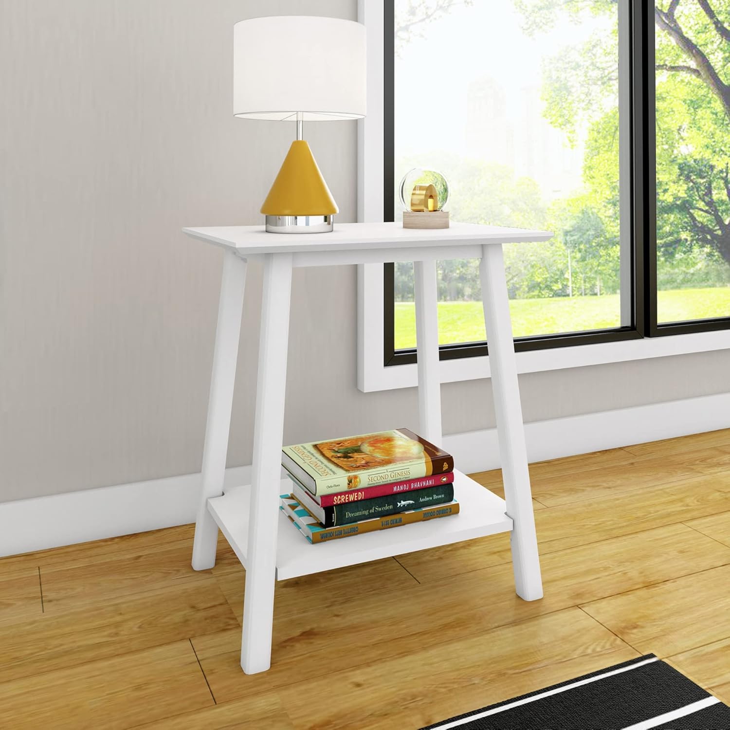Max & Lily Mesita de noche, mesita de noche moderna de madera maciza de mediados de siglo, mesa auxiliar de almacenamiento para dormitorio, mesita