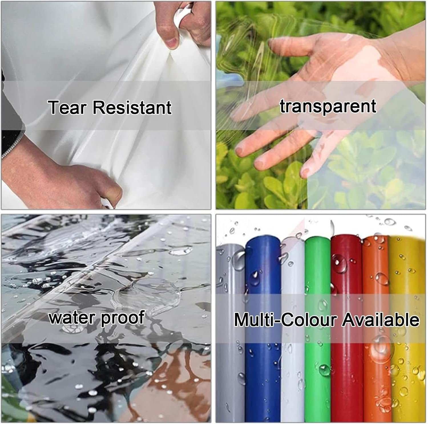 Cortinas impermeables transparentes para exteriores, lona de vinilo transparente, paneles laterales de PVC resistentes con cortinas divisorias con