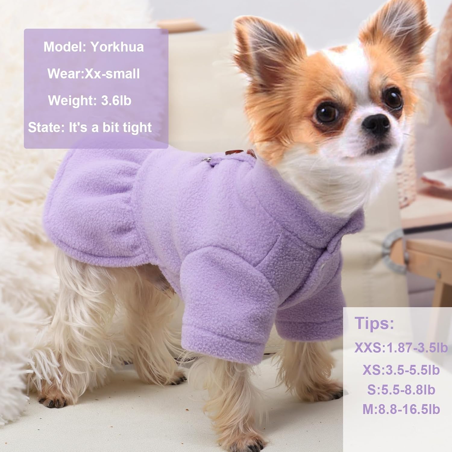 Vestido de forro polar para perro con anillo en D, suéter para perros pequeños, ropa de otoño e invierno, suéter cálido para cachorros, suéter para