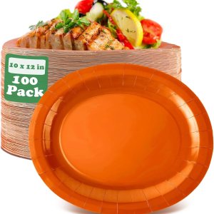 Uiifan 100 platos ovalados de papel de 10 x 12 pulgadas, platos ovalados grandes y resistentes, desechables, platos para fiestas, suministros de Uiifan 100 platos ovalados de papel de 10 x 12 pulgadas, platos ovalados grandes y resistentes, desechables, platos para fiestas, suministros de