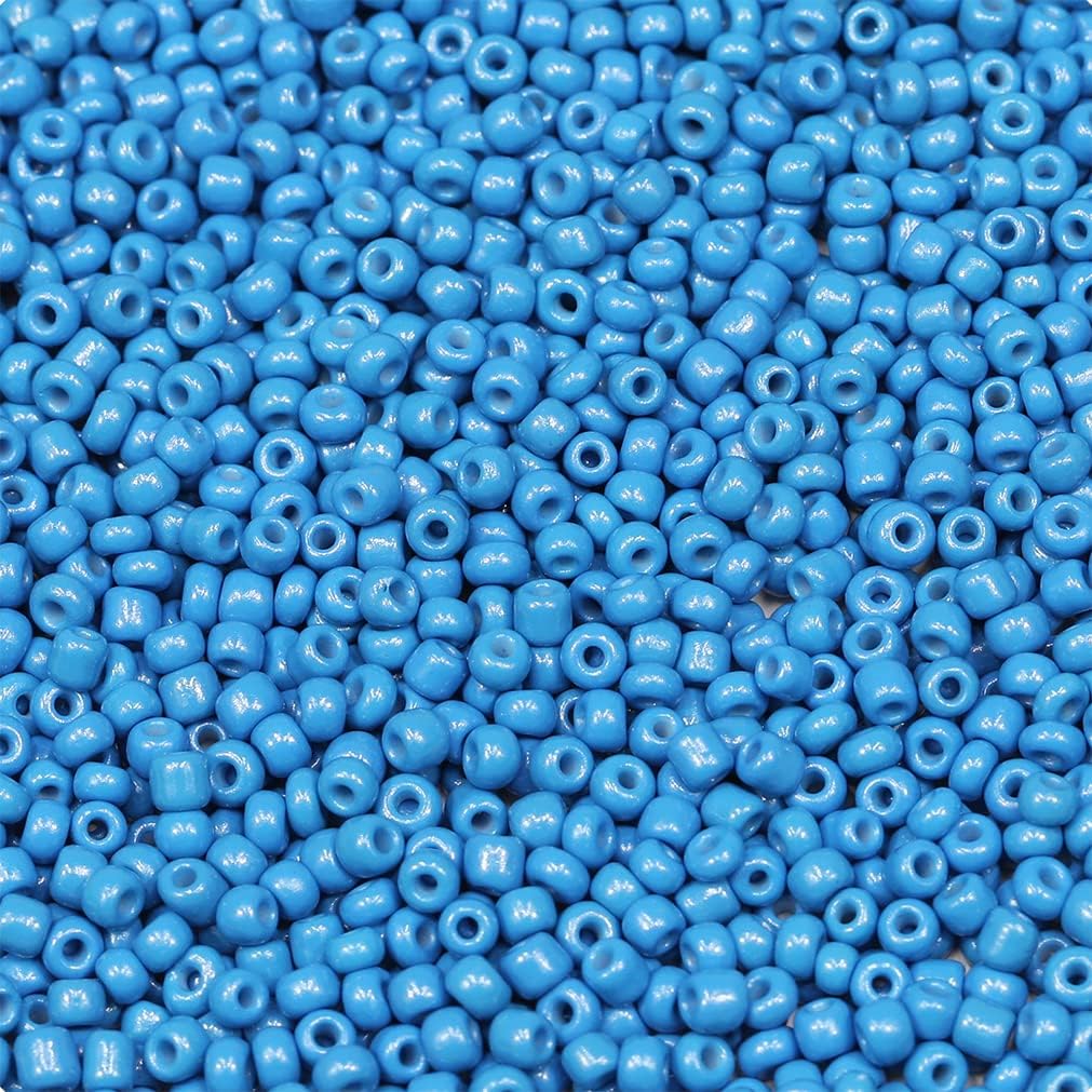 LEECOON Cuentas de semillas de color azul de 0.079 in, 3.53 onzas, aproximadamente 8800 unidades, tamaño 120, cuentas de semillas pequeñas para