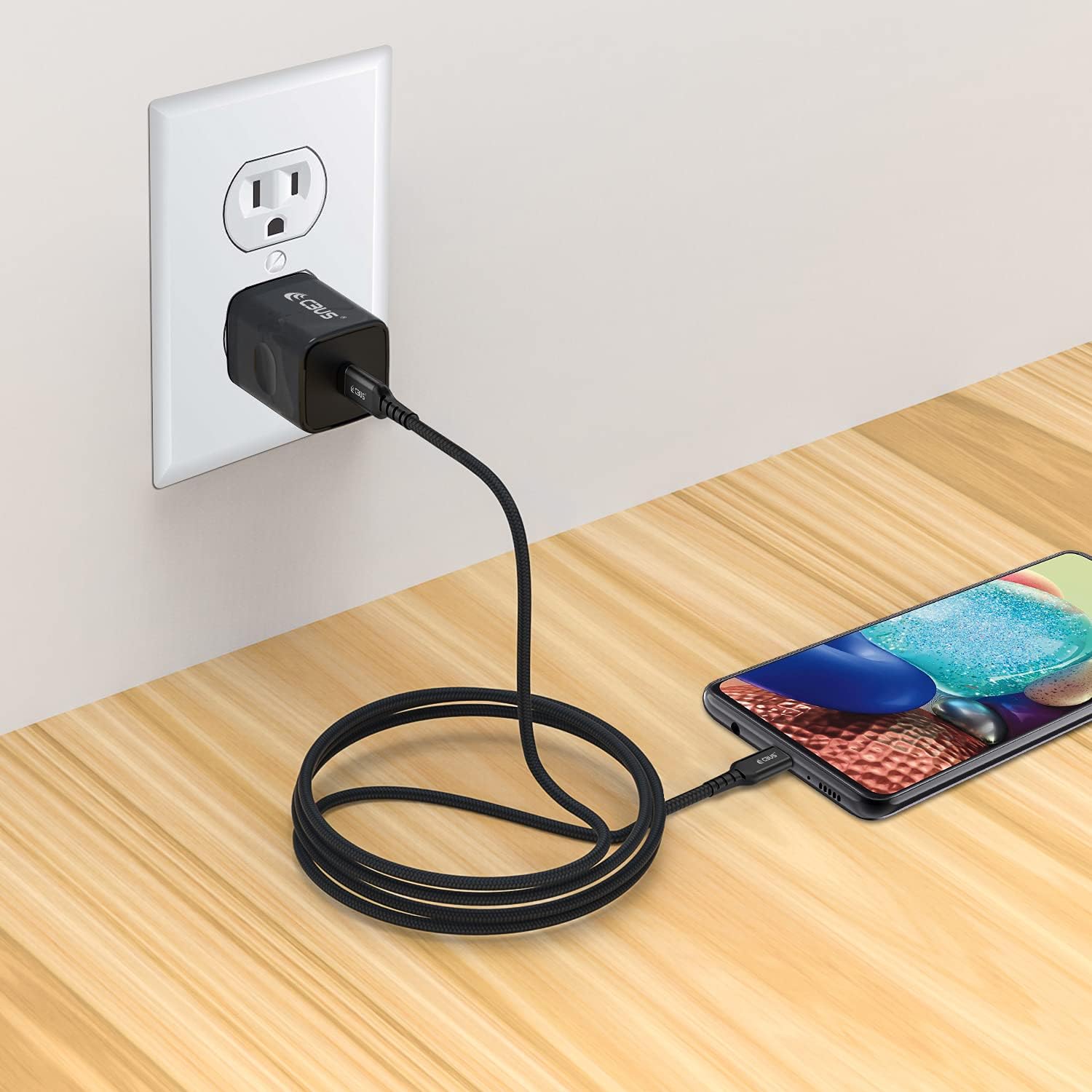 CBUS – Cargador rápido de 20 W + cable trenzado de 10 pies para Motorola Edge, Edge UW, RAZR, Moto G Stylus, Moto G Power, Moto G Play (2023), Moto