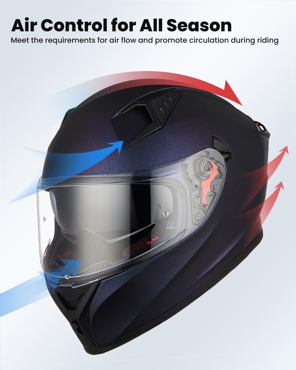 ILM Casco de motocicleta de cara completa con Pinlock compatible con viseras y aletas transparentes y tintadas, casco de motocross para bicicleta de