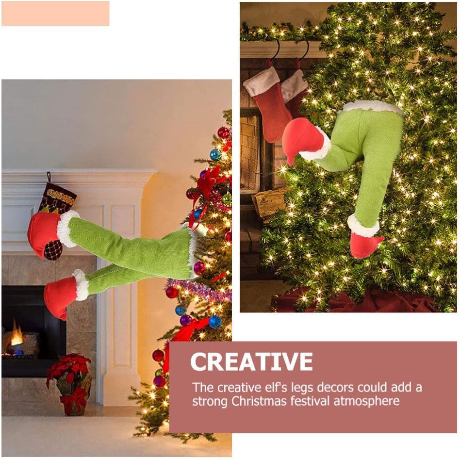 Decoraciones para árbol de cuerpo de elfo, decoración de árbol de Navidad, decoración de elfo con patas de peluche
