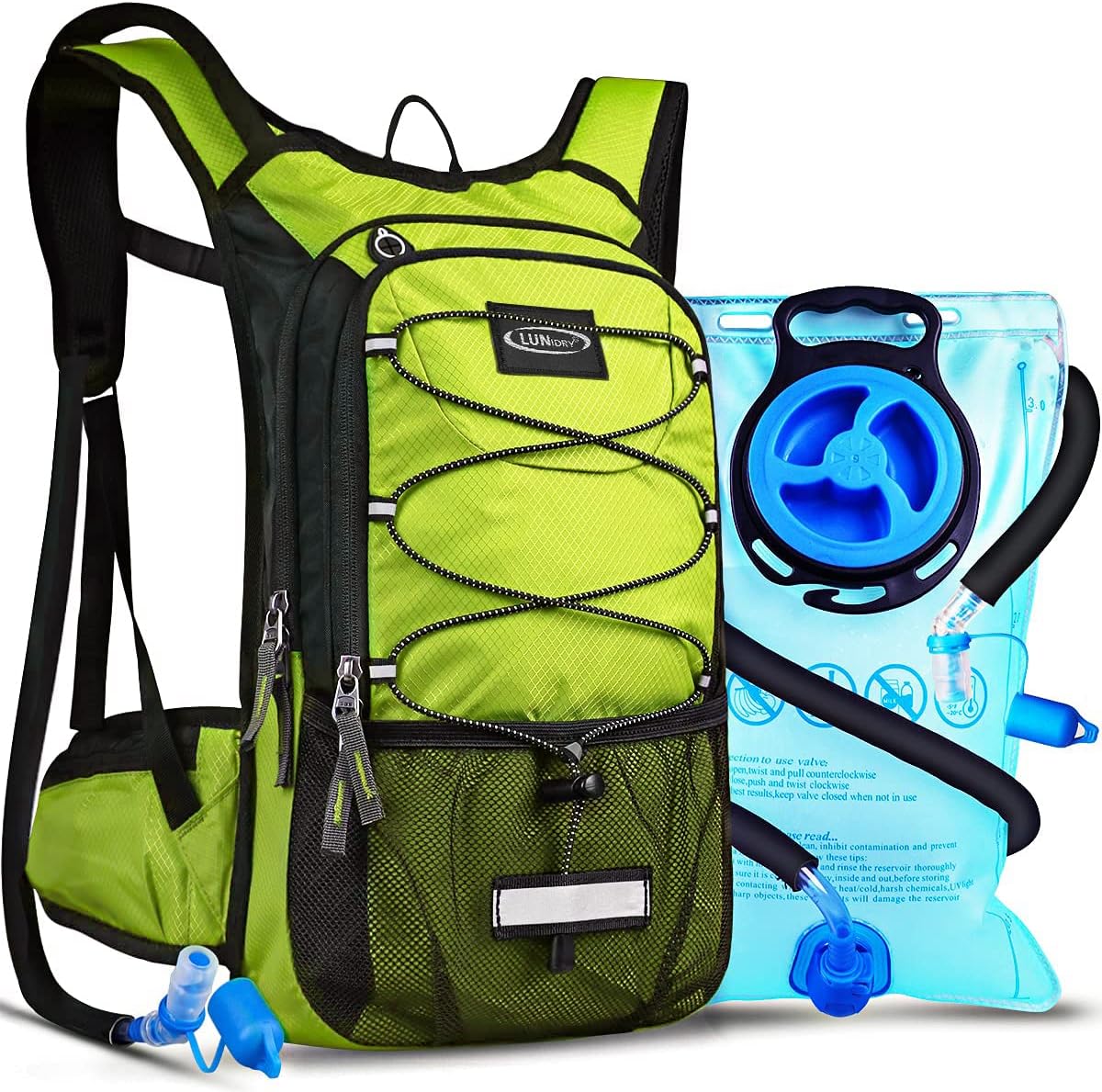 Lunidry Mochila de hidratación aislada con bolsa de agua a prueba de fugas de 3 L, sin BPA, mantiene los líquidos frescos hasta 5 horas, mochila