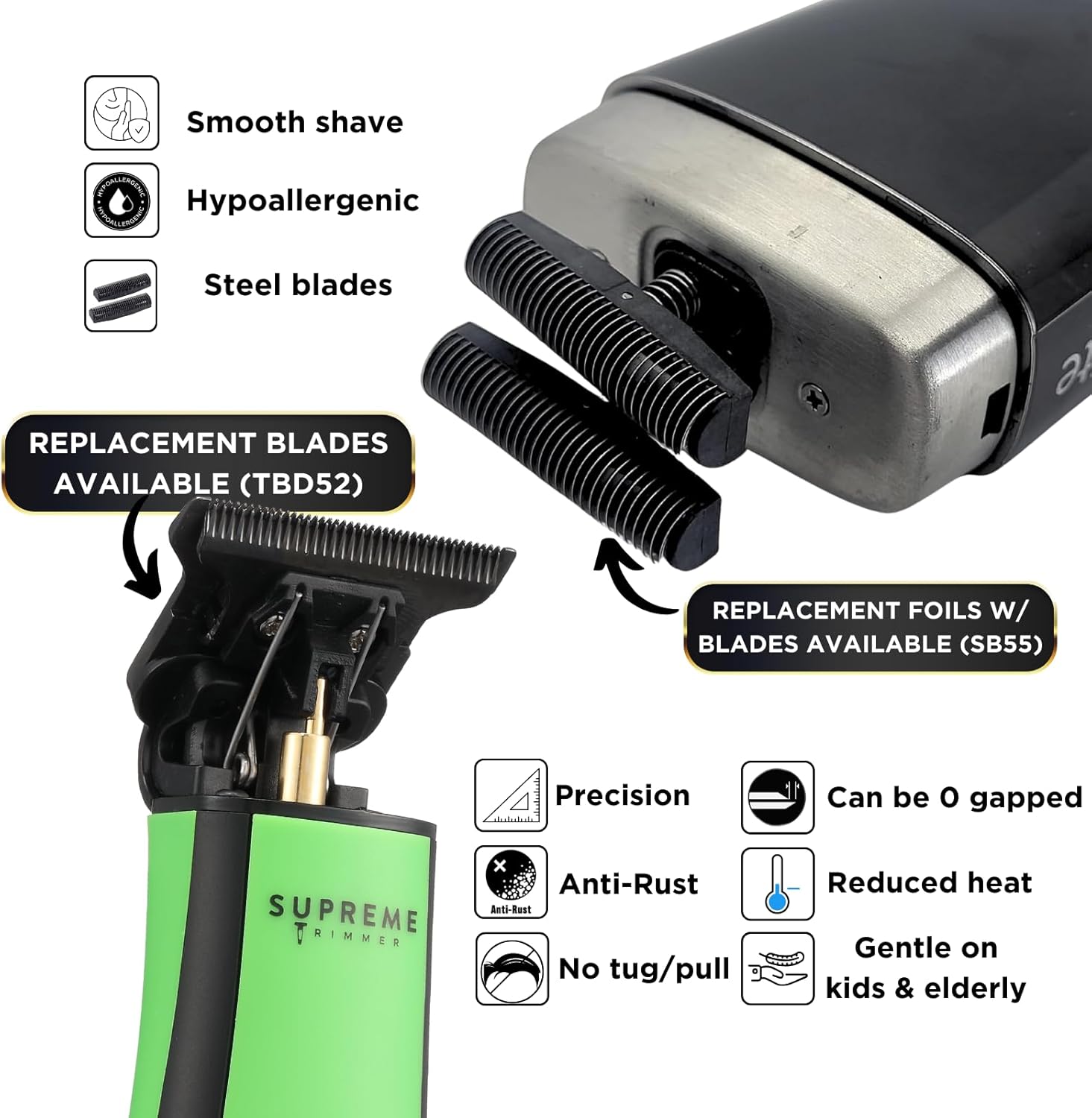 Supreme Trimmer Kit de corte de pelo de peluquero  Recortadora de pelo y afeitadora de lámina profesional para hombres  DLC T-Shaper ST5215 Acid