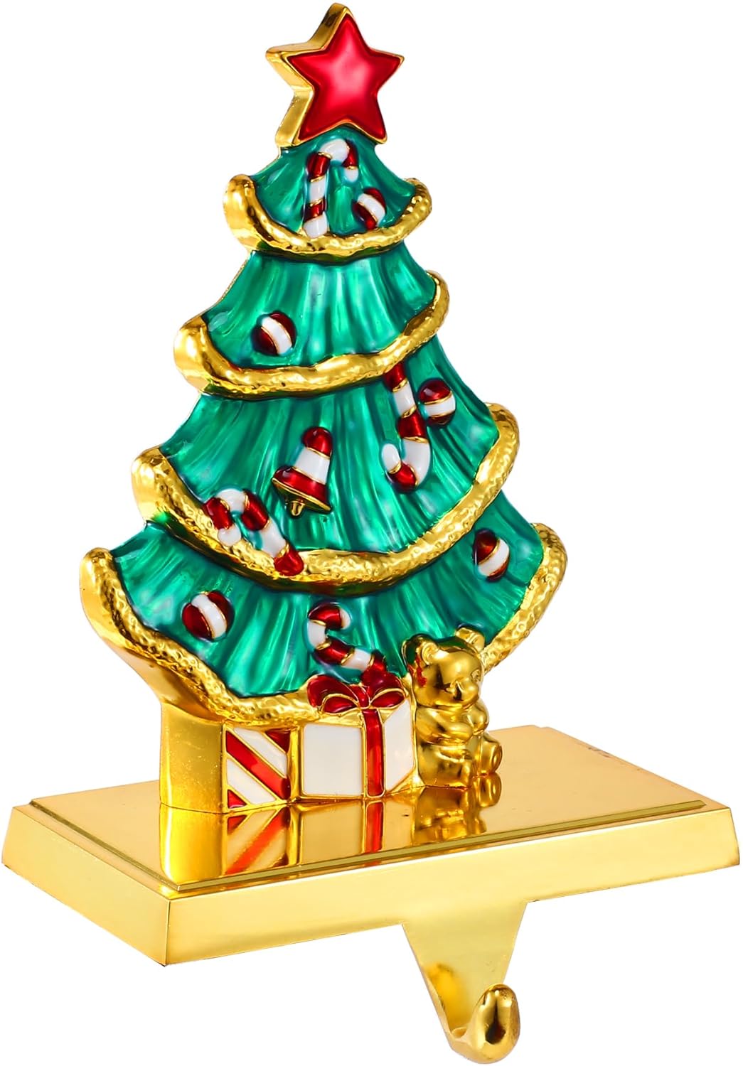 Ganchos para calcetines de árbol de Navidad 2023 para repisa, soportes para medias de árbol de Navidad para chimenea, ganchos con peso para