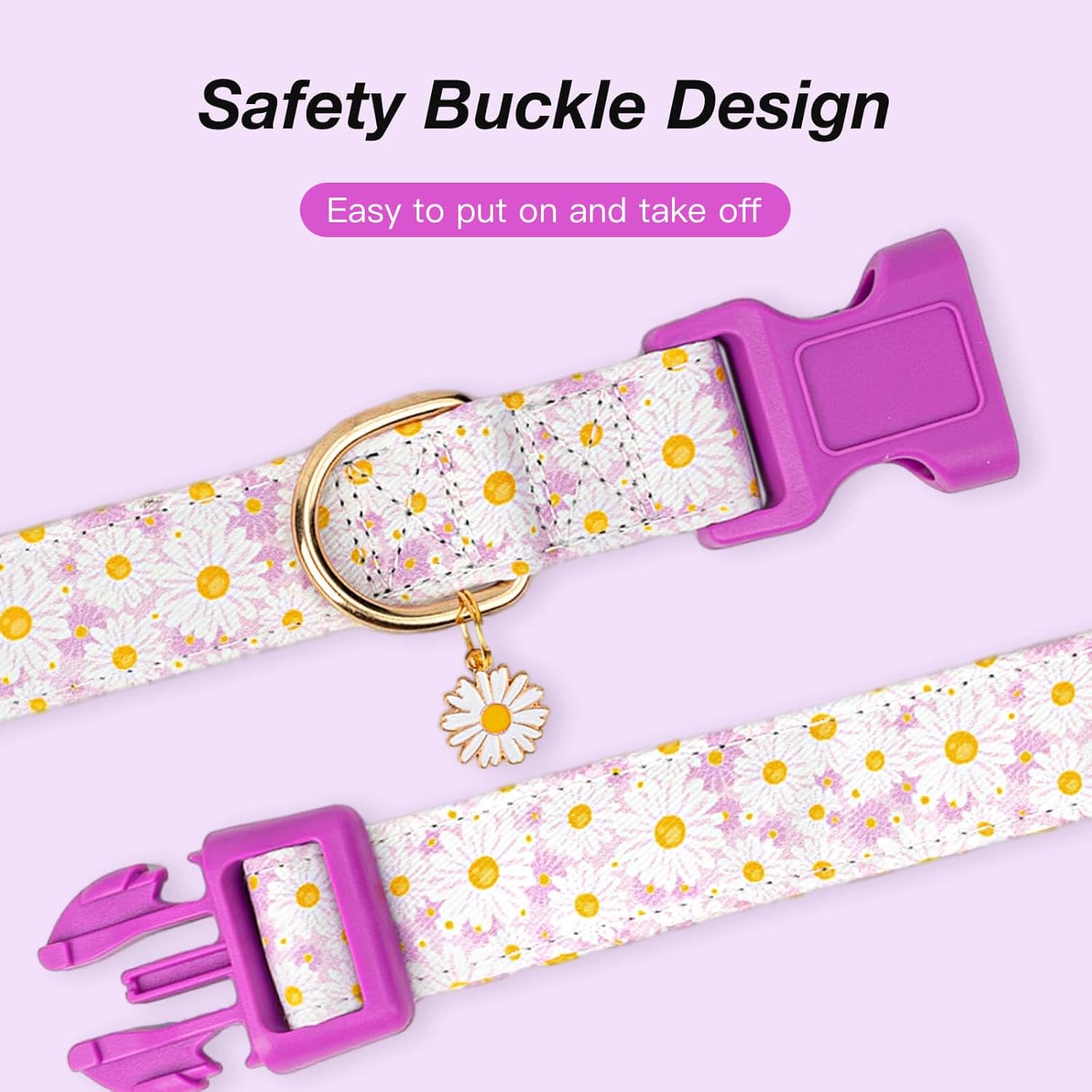 Collares para perros con hebilla ajustable para lindas, hembras, hembras, machos, collar especial suave y elegante para perros con diseño de flores