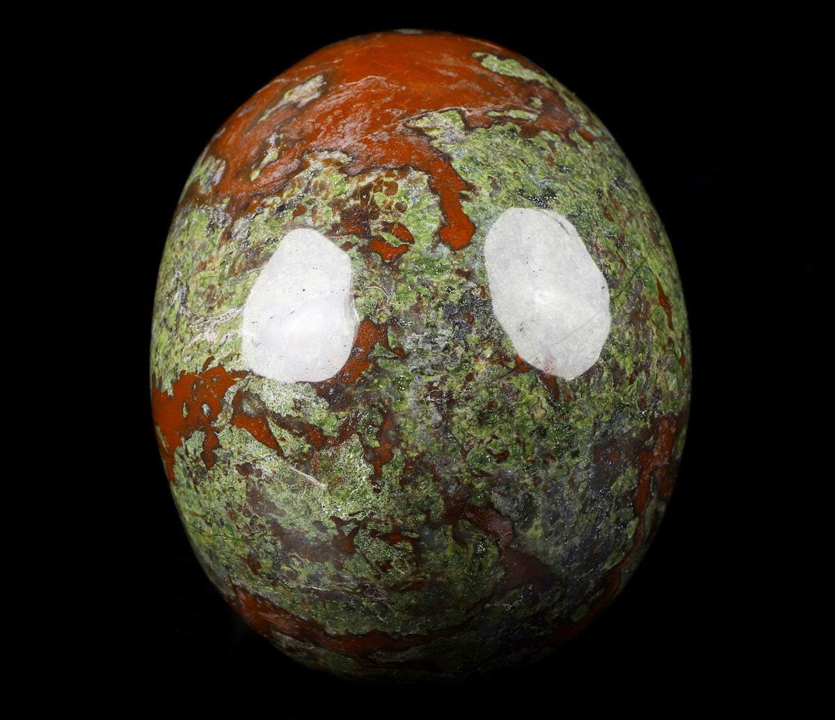 Calavera de cristal de jaspe de sangre de dragón de 5.0 pulgadas, escultura de arte fino de piedras preciosas talladas a mano, estatua de piedra