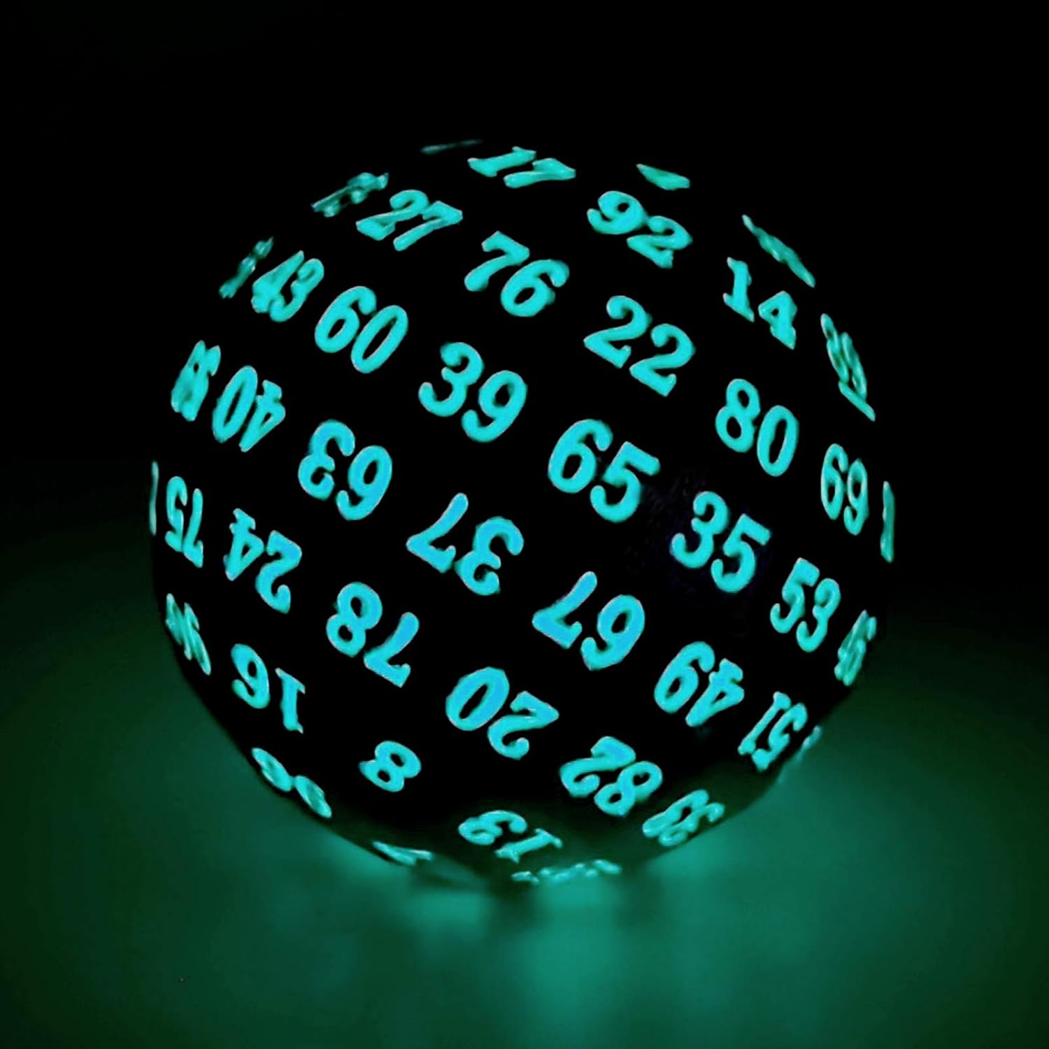 Haxtec Dados de metal D100 de 100 caras que brillan en la oscuridad Dungeons and Dragons Gift Pathfinder RPG-Gold Glowing Blue Numbers