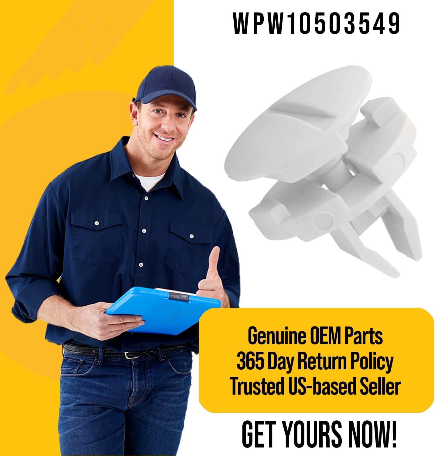 WPW10503549 W10503549 Retenedor de panel de acceso  Compatible Kenmore KitchenAid Maytag Whirlpool piezas de lavavajillas  Reemplaza AP6022404