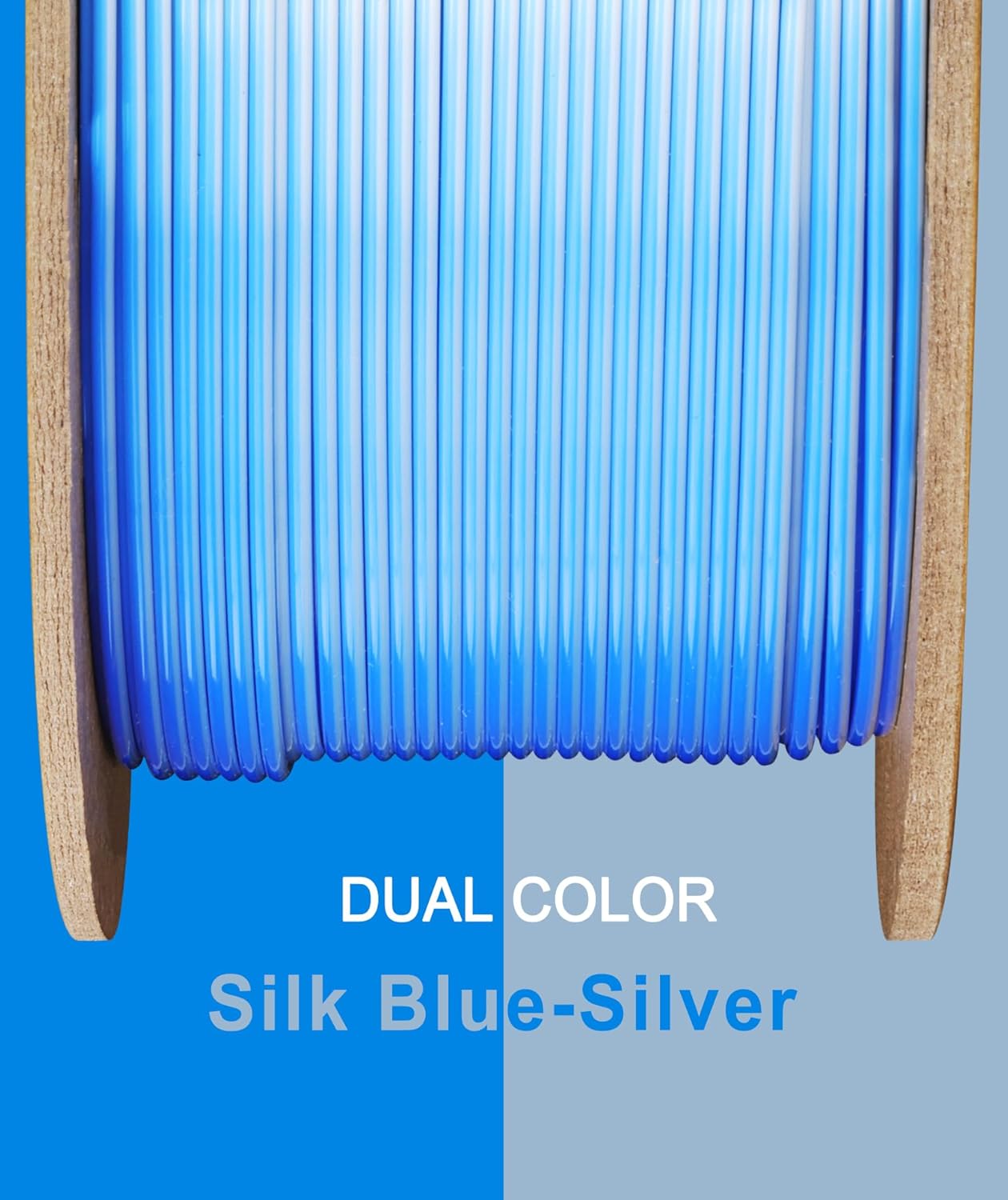 OVERTURE Filamento PLA de seda de doble color de 0.069 pulgadas, filamento de impresora 3D brillante sin obstrucciones, carrete de 2.2 libras,