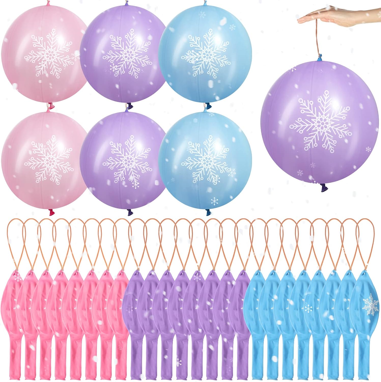 36 globos con forma de copo de nieve de 18 pulgadas, globos de perforación con temática de invierno, regalos de fiesta para niños, premios de
