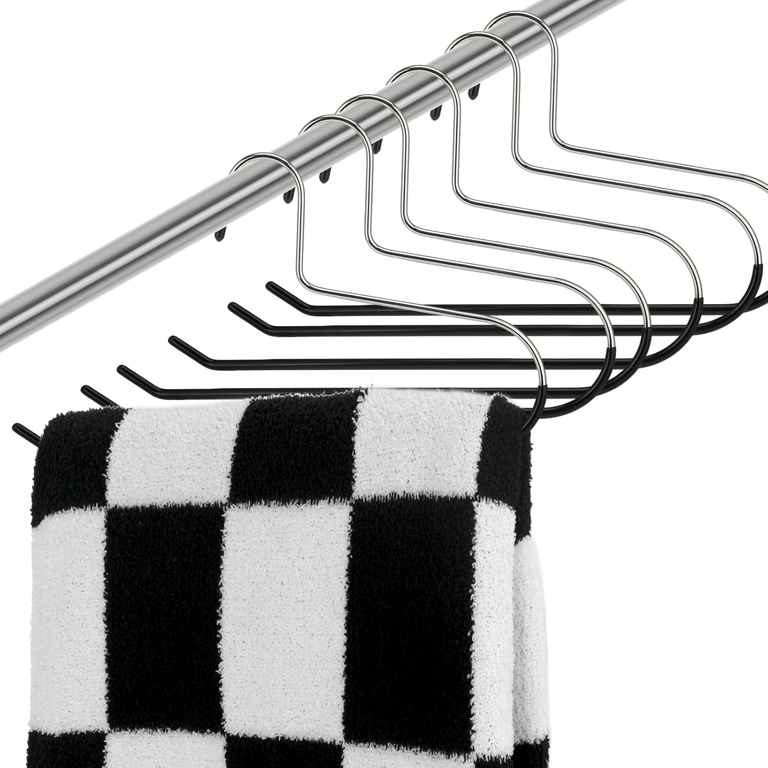 Tioncy 20 perchas de acero inoxidable con extremos abiertos para pantalones y jeans, perchas resistentes con revestimiento de vinilo antideslizante