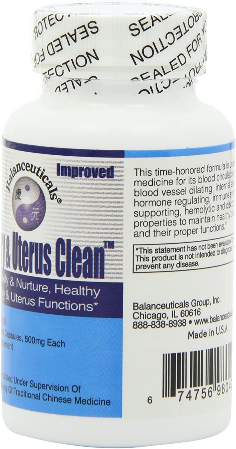 Balanceuticals Ovary & Uterus Clean, cápsulas de suplemento dietético de 500 mg, botella de 60 unidades (paquete de 2)