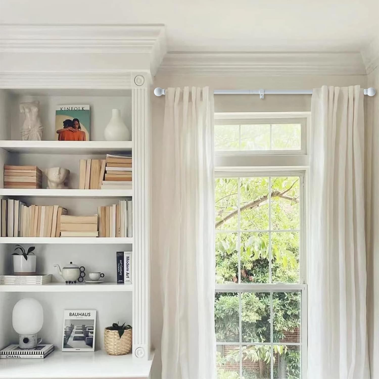 Paquete de cortineros plateados para ventanas de 48 a 84-93, juego de cortineros decorativos de 58 de pulgada, cortinero de metal resistente con