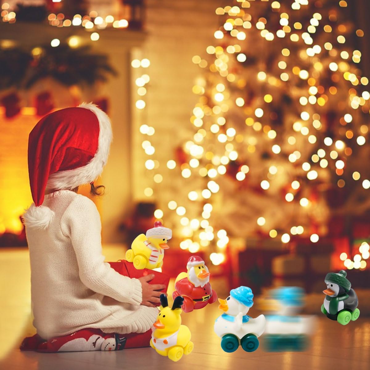 Cherislpy 12 piezas de autos de goma de Navidad de juguete de baño suaves para bebés, niños, niñas, niños, regalos de cumpleaños, recuerdos de