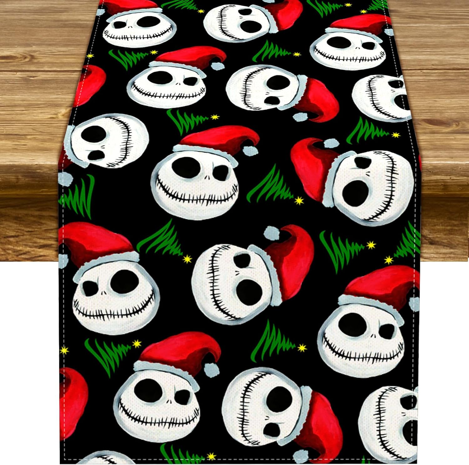 Sunwer Nightmare Before Christmas Camino de mesa rústico de Halloween Jack Skellington para fiesta de cumpleaños para interiores y exteriores,