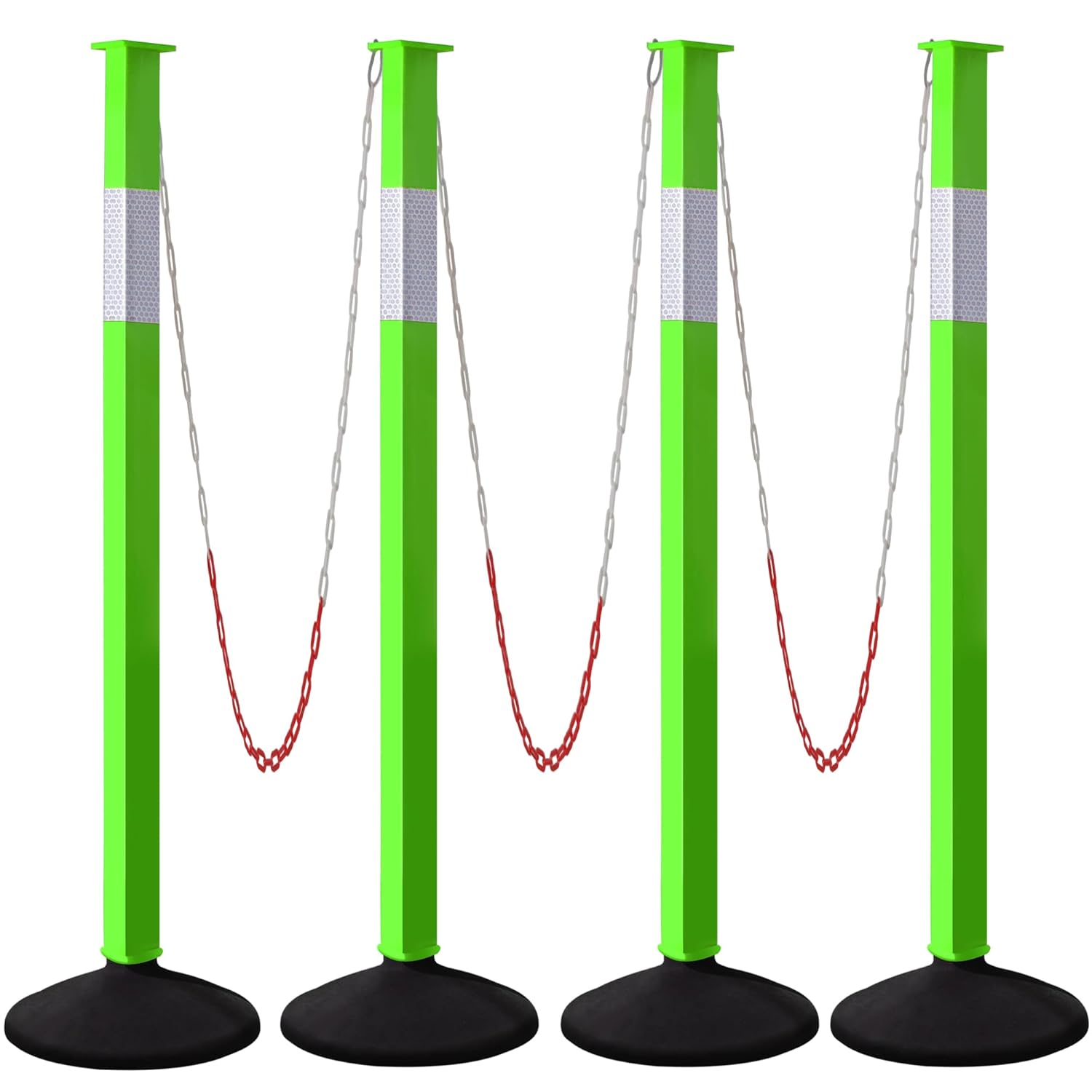 Paquete de 4 conos de delineador de tráfico con base ponderada y collares reflectantes, barrera de seguridad de tráfico naranja ajustable con