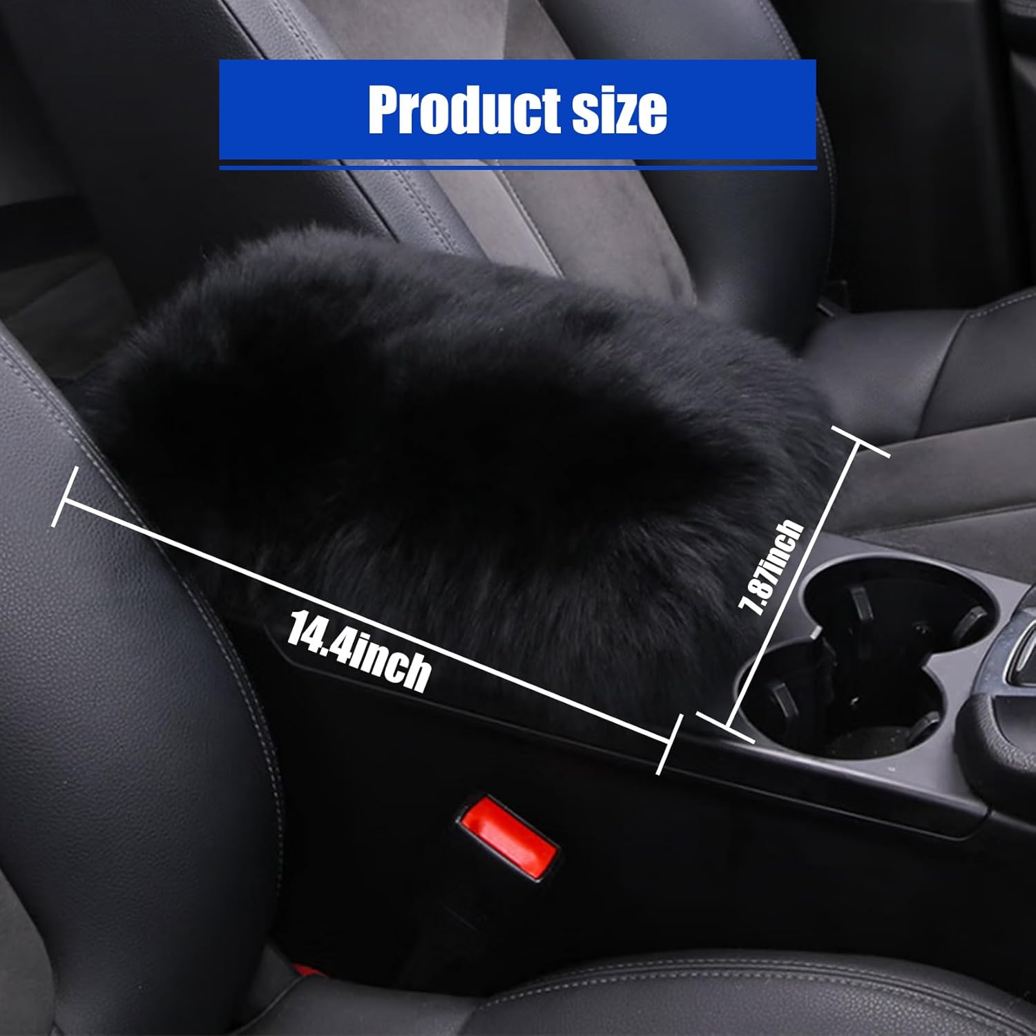 1 cojín de felpa para reposabrazos de automóvil, 11.8 x 7.8 pulgadas, cojín grueso y esponjoso, funda creativa para reposabrazos de consola central,