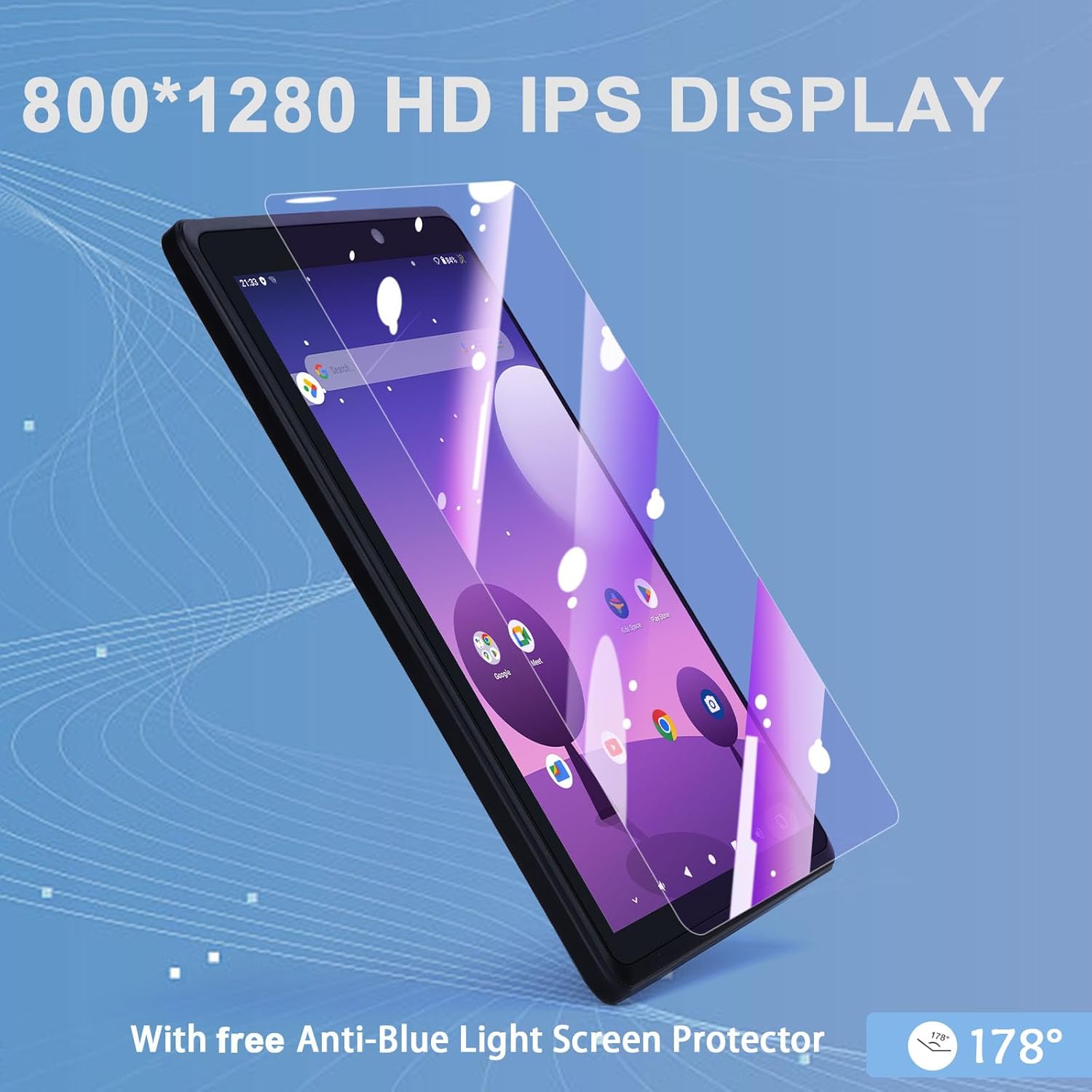 C idea Tableta de 8 pulgadas con Android 13, tablet PC juvenil con pantalla de luz azul, WiFi cámara dual 32 GB+1 TB expandida HD IPS protección