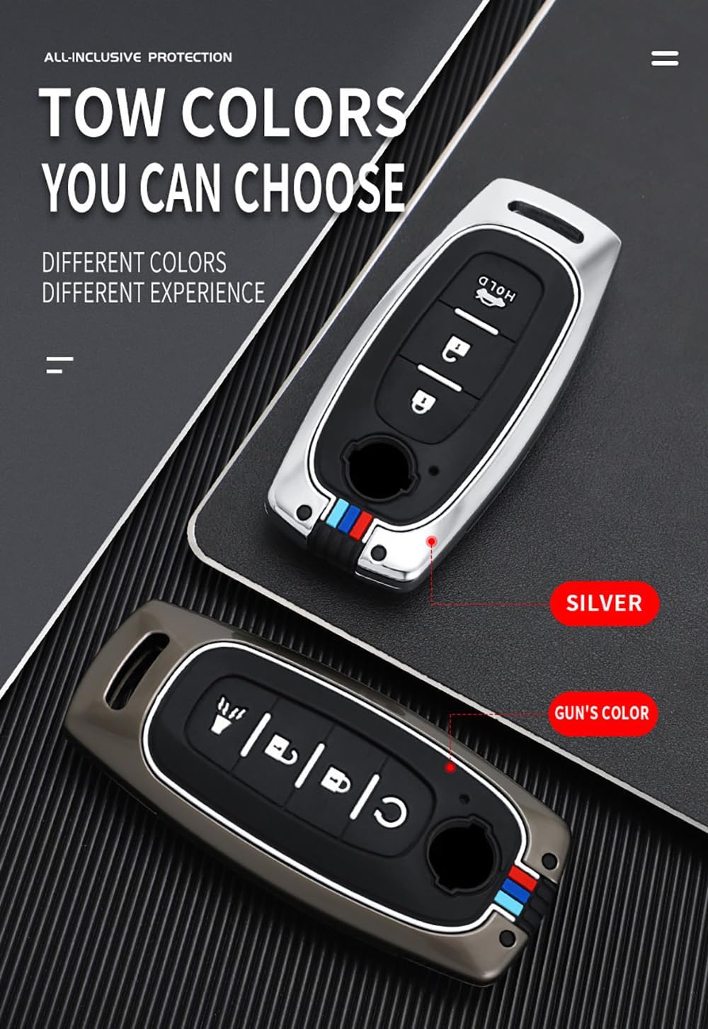 ontto Funda para llave de automóvil de 4 botones, funda inteligente para llave de metal, guante, protector completo para Nissan X-Trial Kicks Rouge