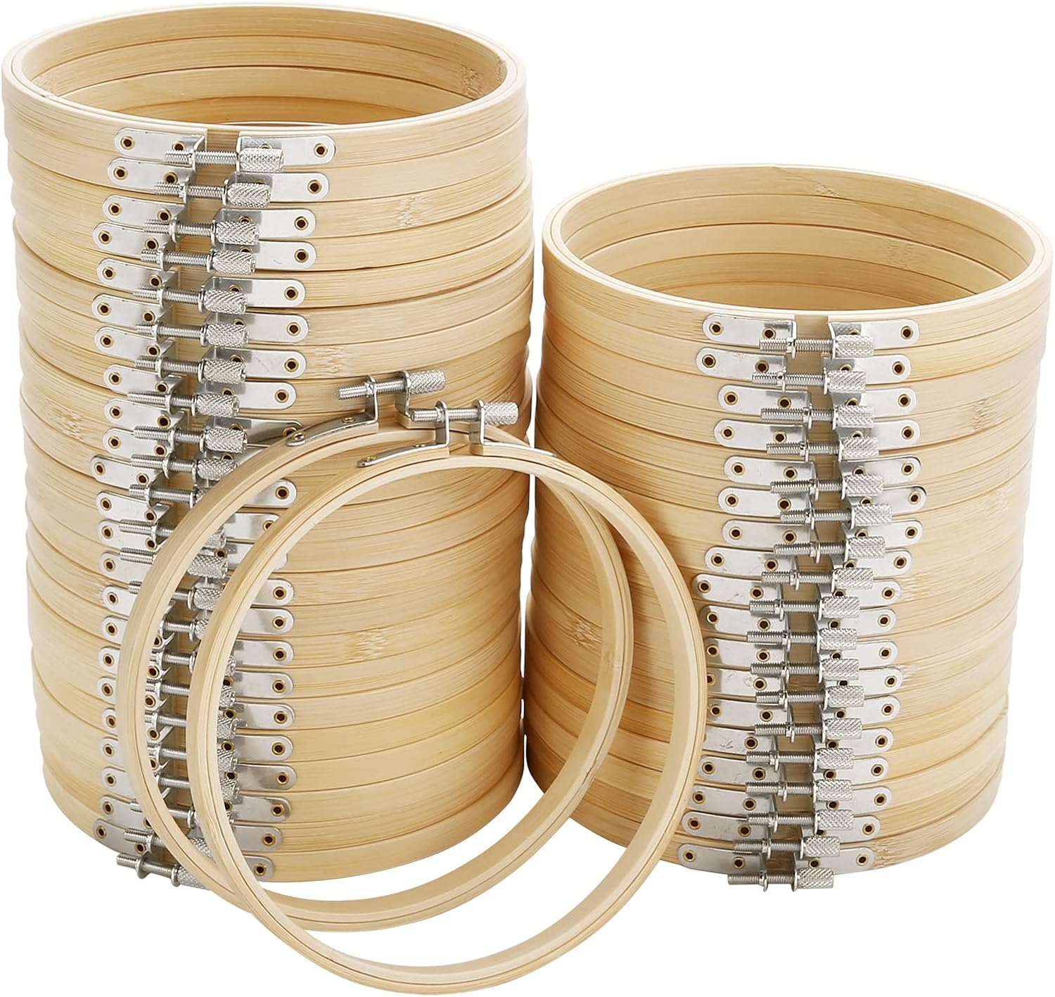 Caydo 40 aros redondos de bordado de 6 pulgadas a granel, anillo de aro de punto de cruz para decoración de bordado y costura práctica