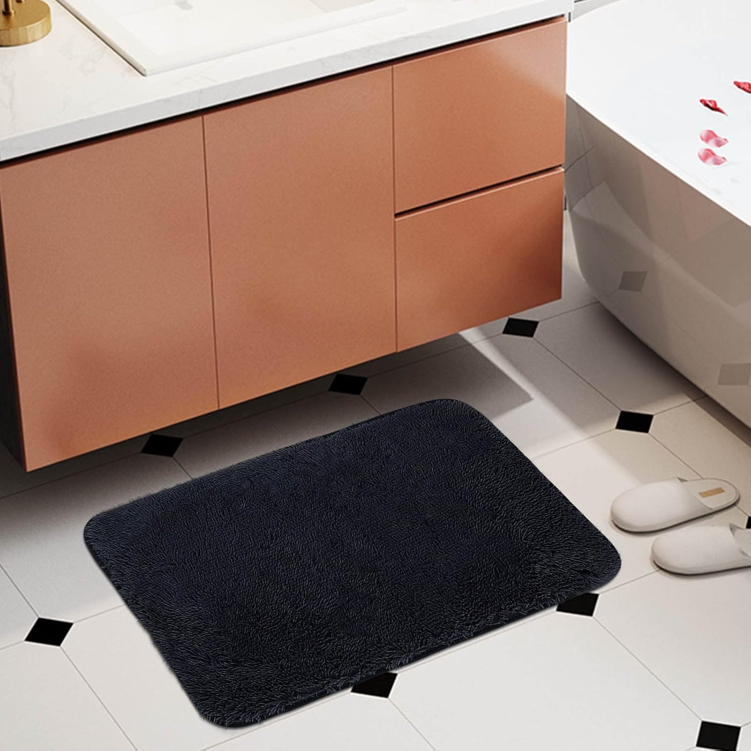 Alfombra de baño absorbente, alfombra de baño negra, alfombra de bienvenida para sala de día, sala de estar, alfombras para el hogar, productos de