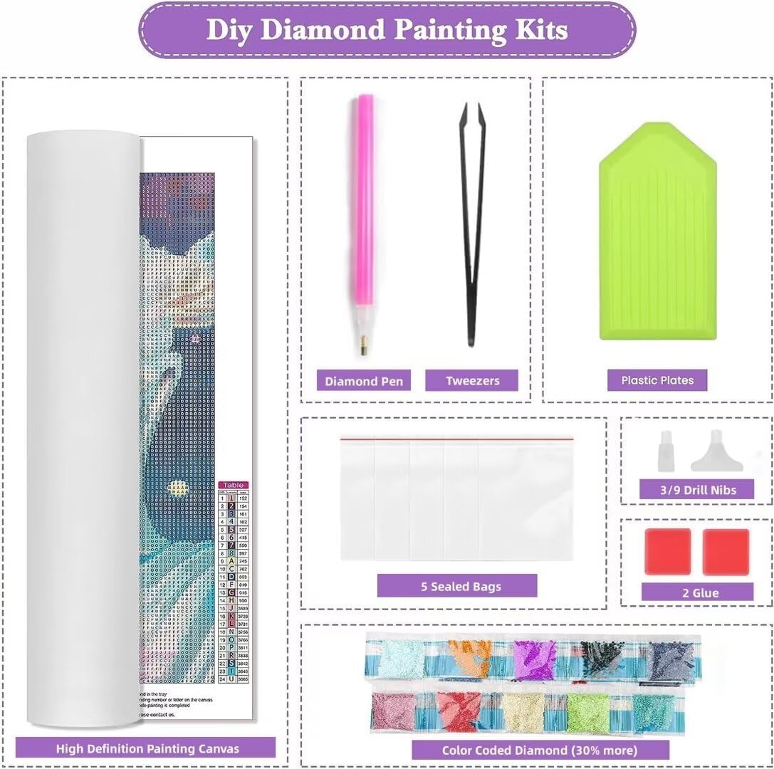 Kit de arte de diamantes de Halloween para adultos, pinturas de puntos de diamante para principiantes, suministros de arte de diamantes para