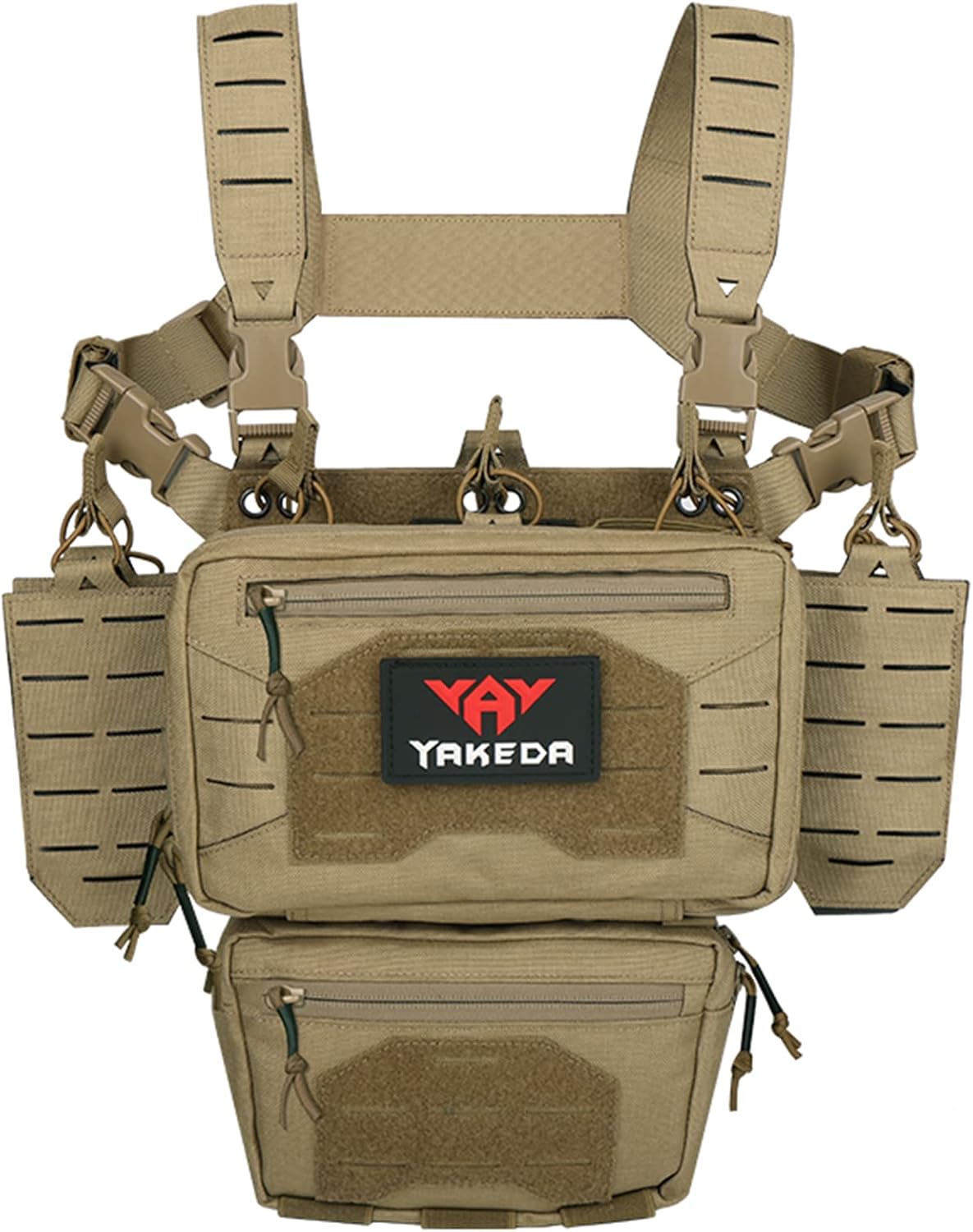 YAKEDA – Mini aparejo táctico 1000D corte láser multifuncional ajustable táctico al aire libre chaleco con bolsas Mag