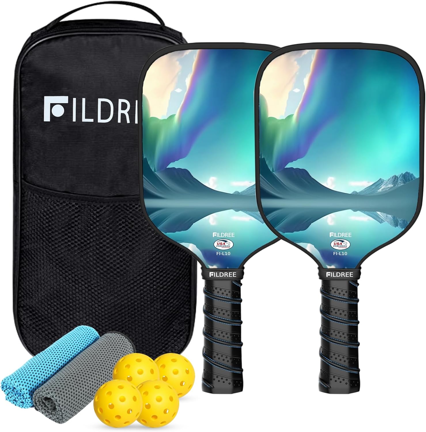 Paletas de pickleball, juego de 2 paletas de pickleball aprobadas por USAPA, juego de pickleball de superficie de fibra de vidrio, 1 bolsa de