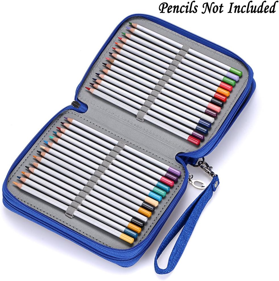 BTSKY Estuche de lona con cremallera, 72 ranuras, prácticos soportes para lápices de acuarela Prismacolor, lápices de colores Crayola, lápices Marco