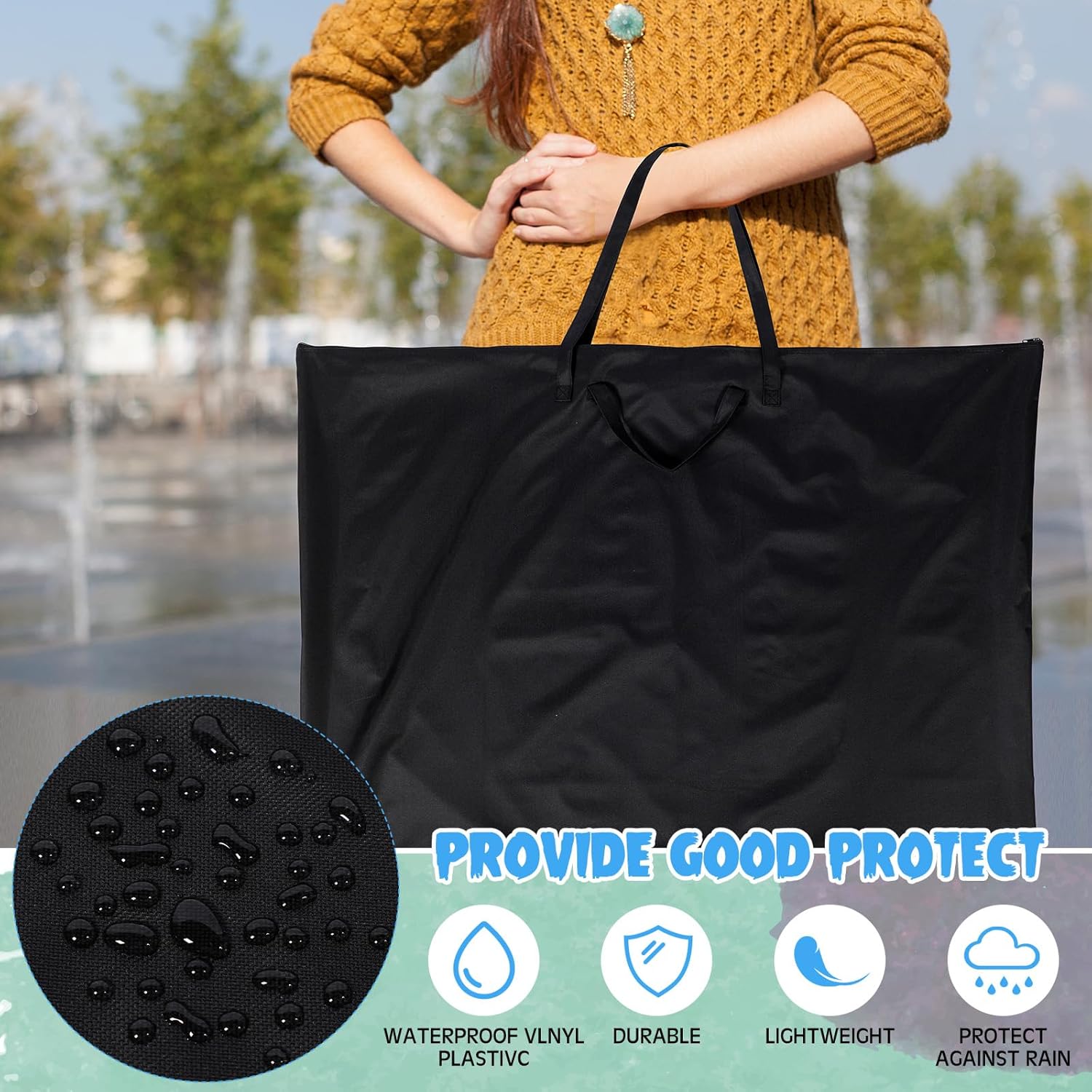 Abbylike Estuche de gran tamaño con hombro de nailon de 48 x 36 pulgadas, impermeable, para póster, portafolio de arte, bolsa de almacenamiento,