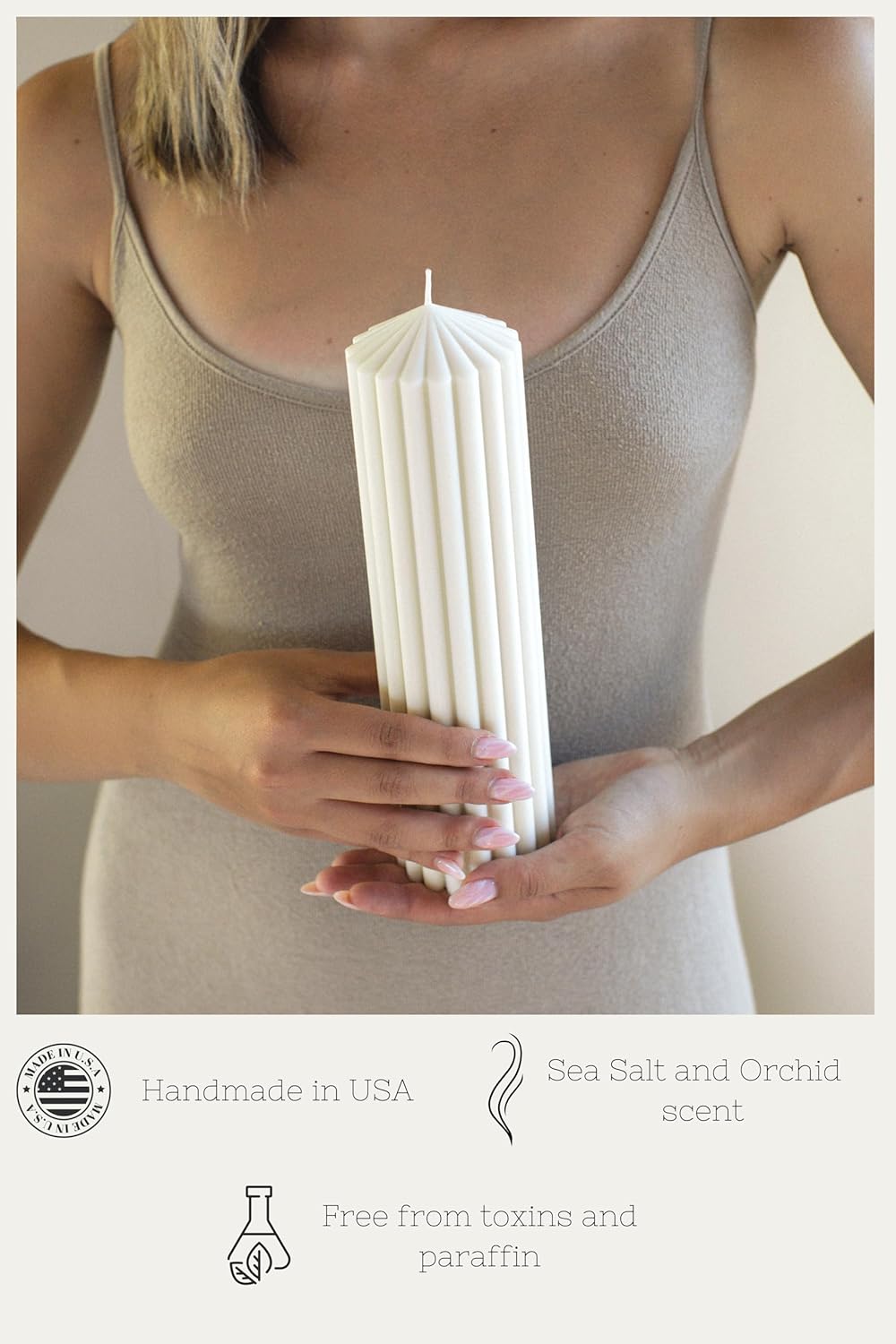 LAWA – Vela de pilar de pico acanalado  Vela grande y hermosa hecha a mano con aroma de cera de soja, elegante vela estética de burbujas, regalo de