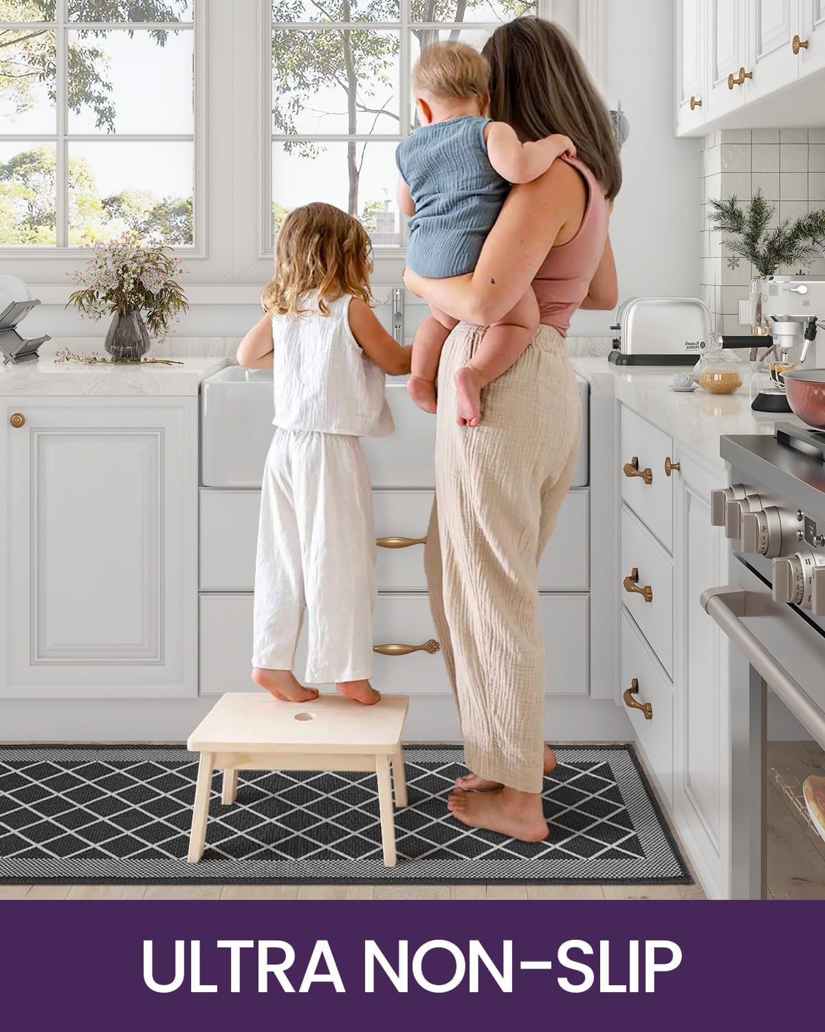 DEXI Alfombras y tapetes de cocina para piso, alfombras absorbentes de cocina antideslizantes, lavables, juego de 2 tapetes de cocina para la parte