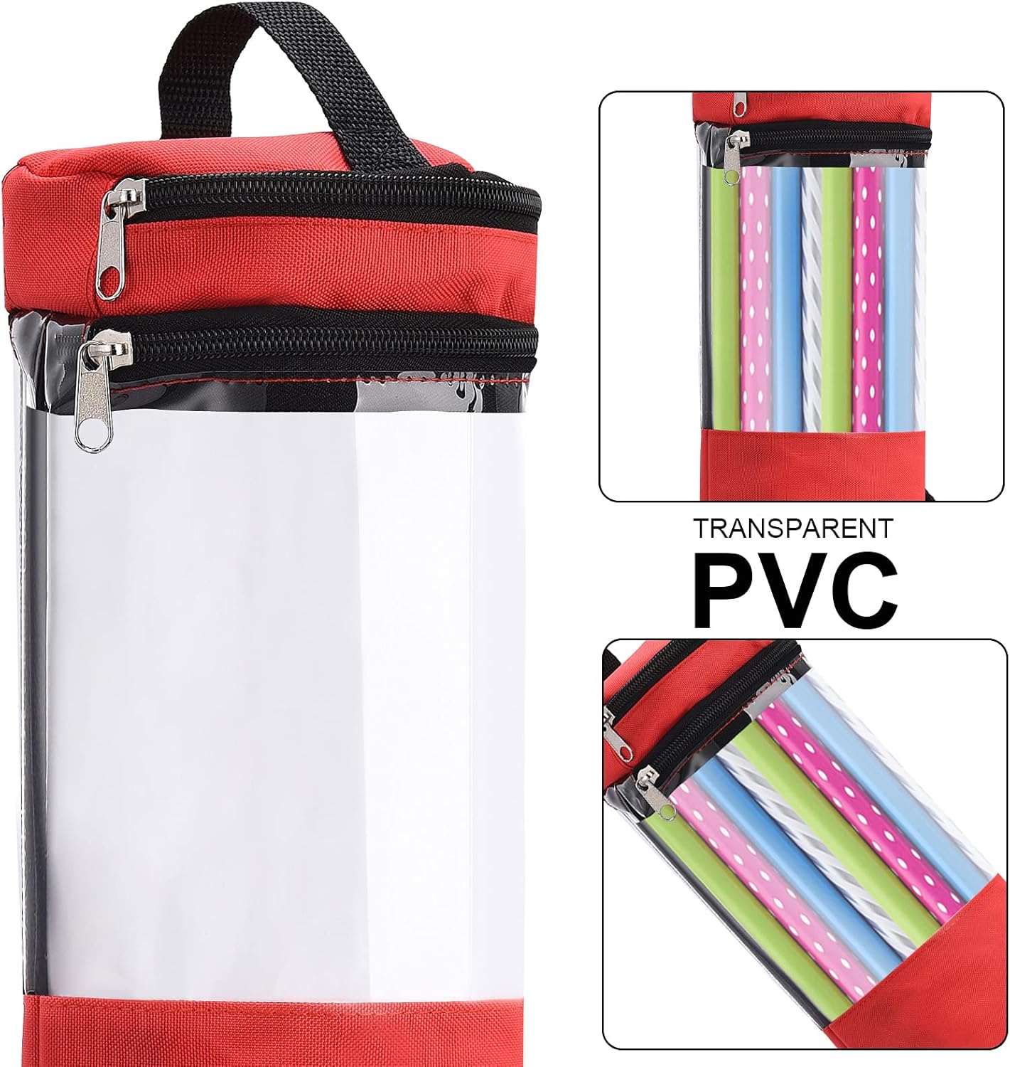 TITA-DONG Bolsa de almacenamiento de papel de regalo, organizador de papel de regalo con asas y cremallera que se adapta a 40 rollos con sección