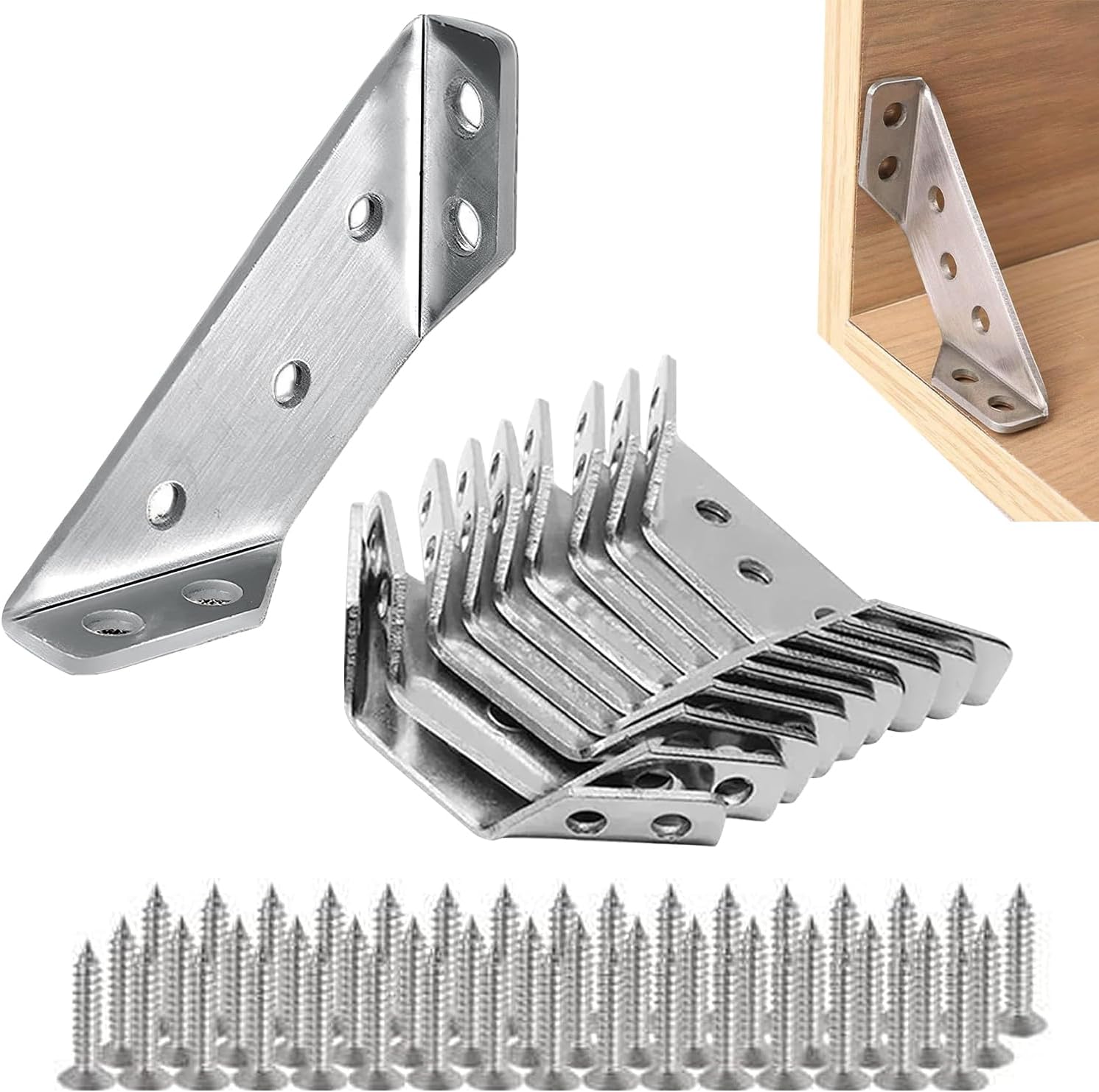 10 conectores de esquina de muebles de acero inoxidable, conector universal de esquina para muebles, conector de fijación en ángulo, marco de