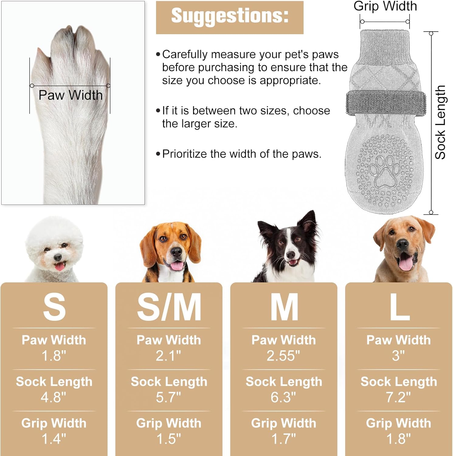BEAUTYZOO Calcetines reflectantes antideslizantes para perros para evitar lamer las patas, zapatos de perro para suelos de madera dura en pavimentos