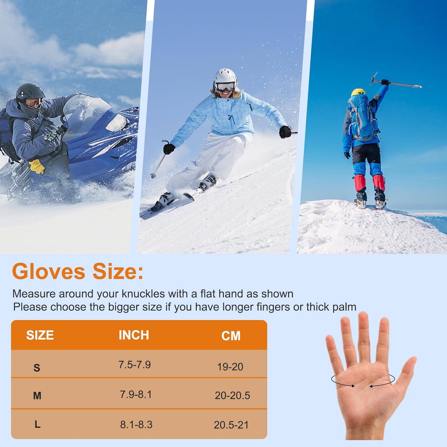 Heated Gloves for Men Women – 7.4V 6400 mAh Battery Rechargeable Electric Heated Gloves Touchscreen Waterproof Hand Warmer Gloves for Winter Hiking